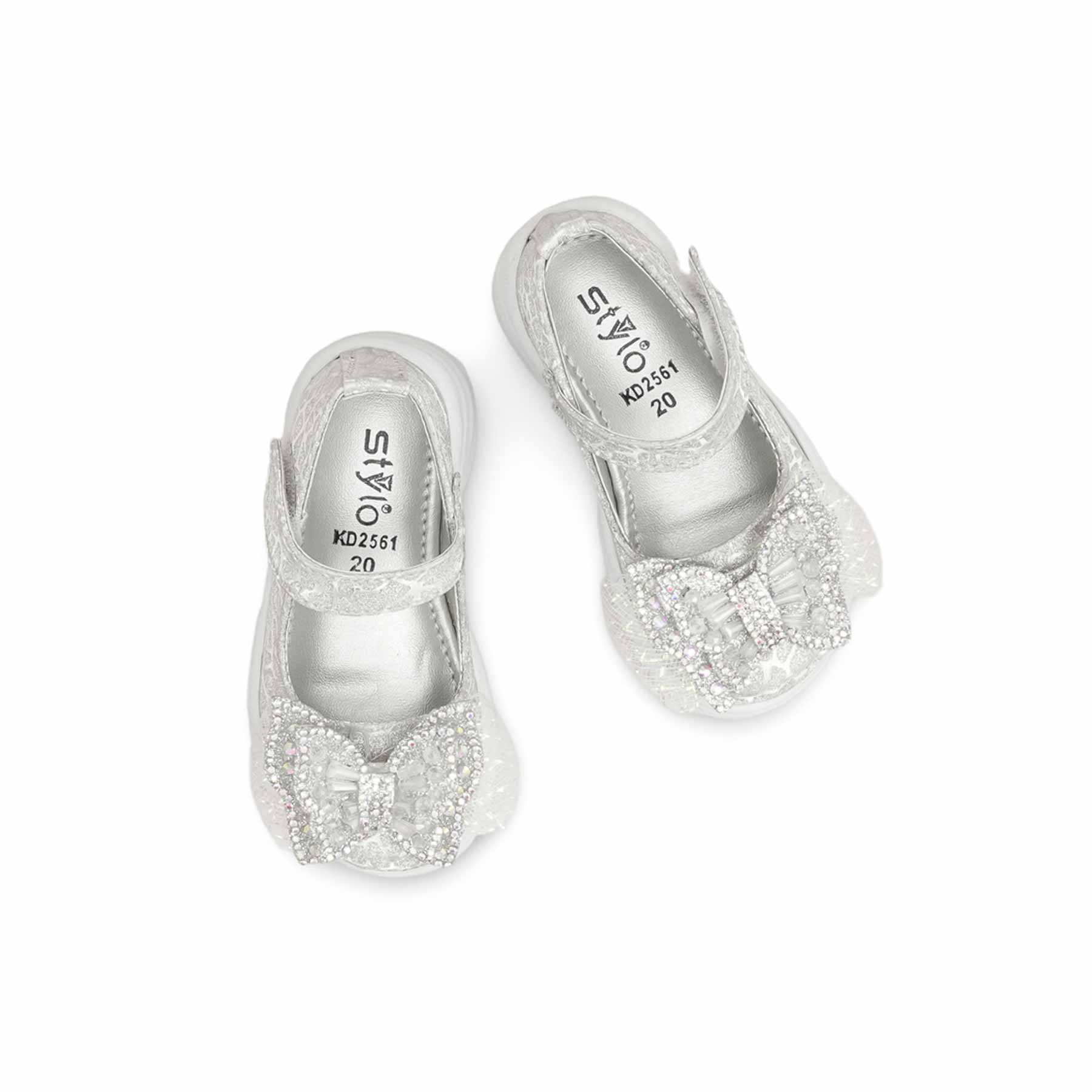 Girls Silver Fancy Pumps KD2561 - Image 5