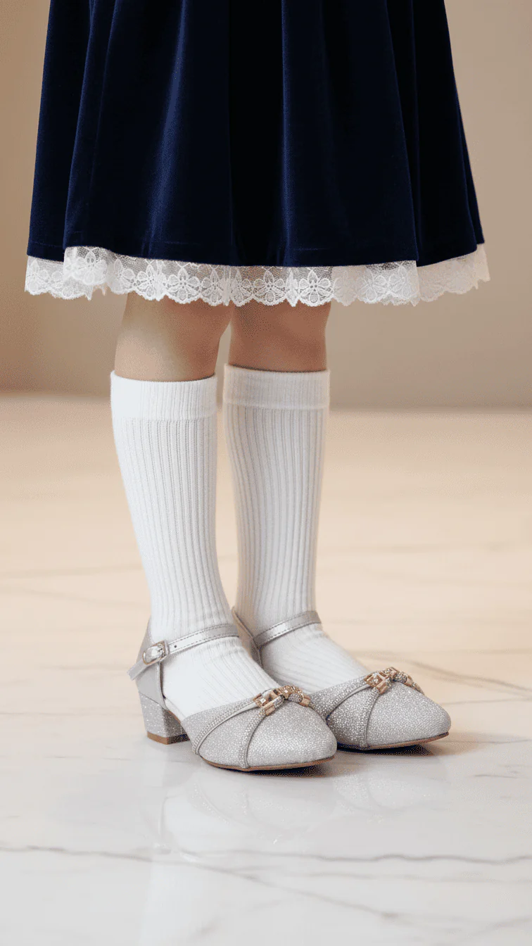 Girls Silver Fancy Pumps KD2563