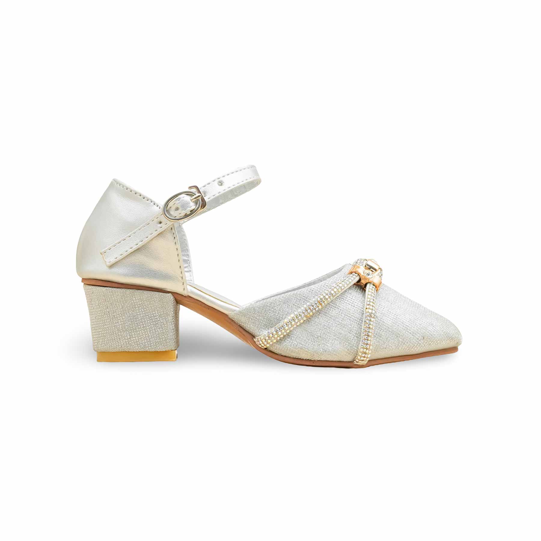 Girls Silver Fancy Pumps KD2563 - Image 2
