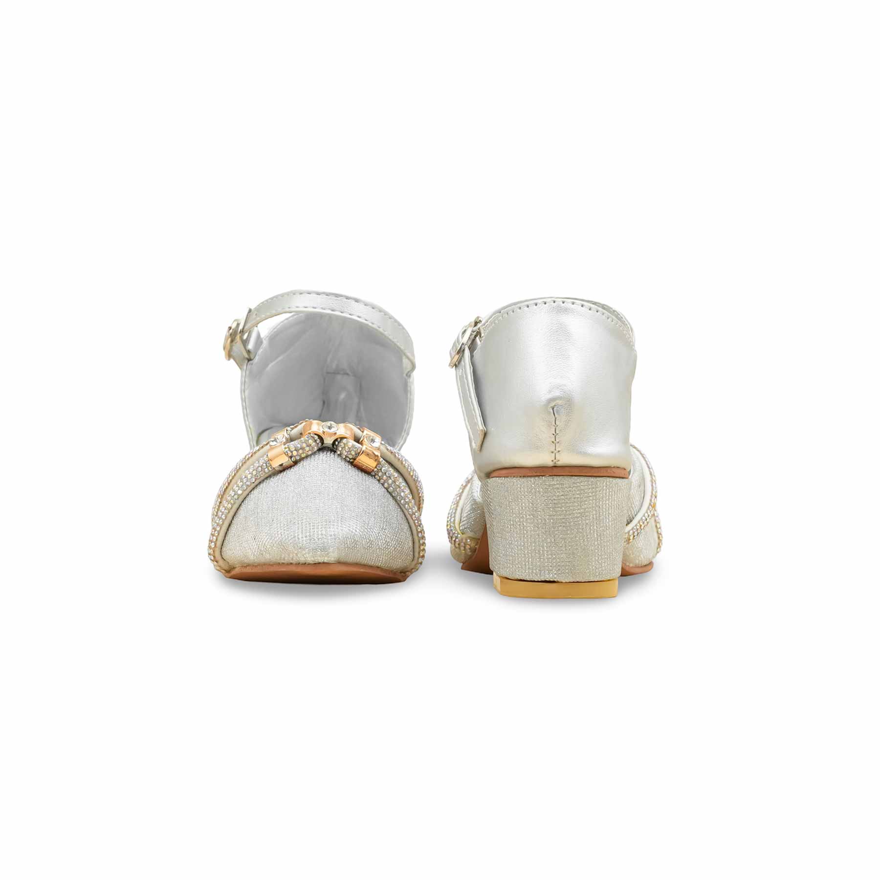 Girls Silver Fancy Pumps KD2563 - Image 4