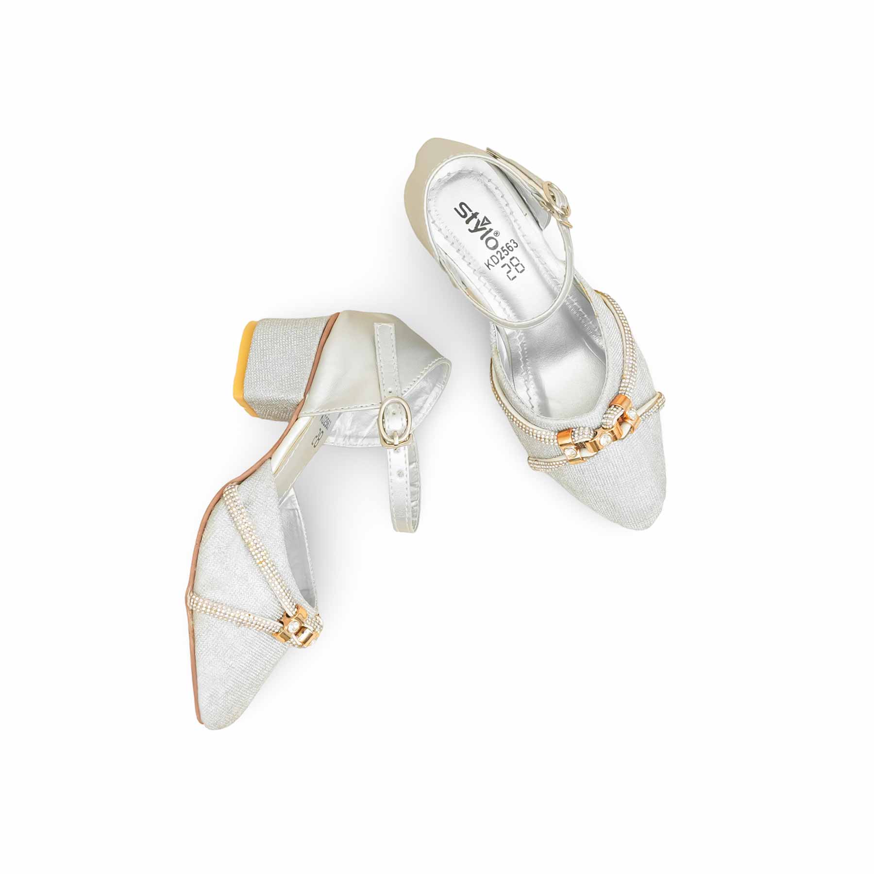 Girls Silver Fancy Pumps KD2563 - Image 5