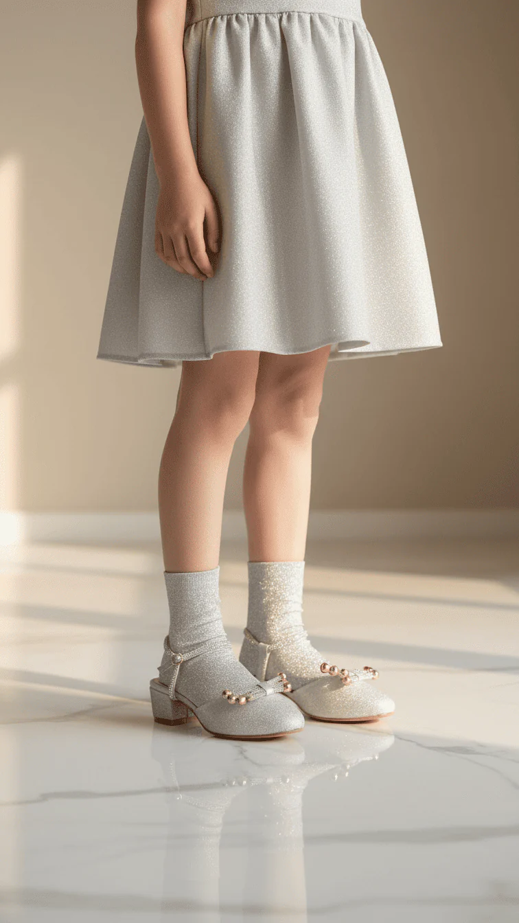 Girls Silver Fancy Pumps KD2567