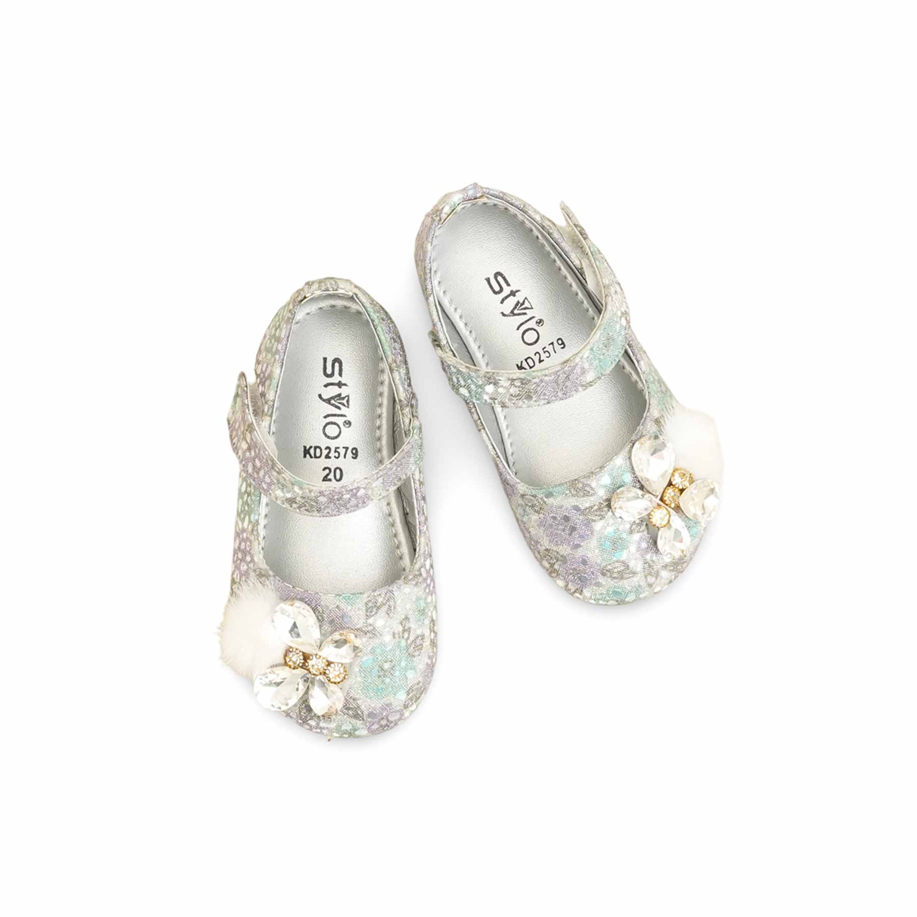 Girls Silver Fancy Pumps KD2579 - Image 5