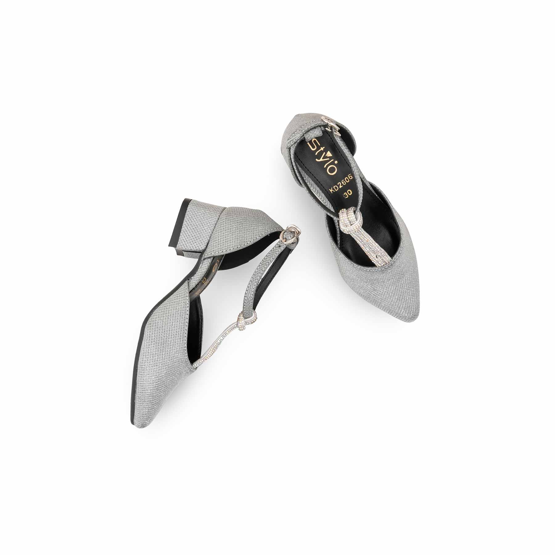 Girls Silver Fancy Pumps KD2606 - Image 5