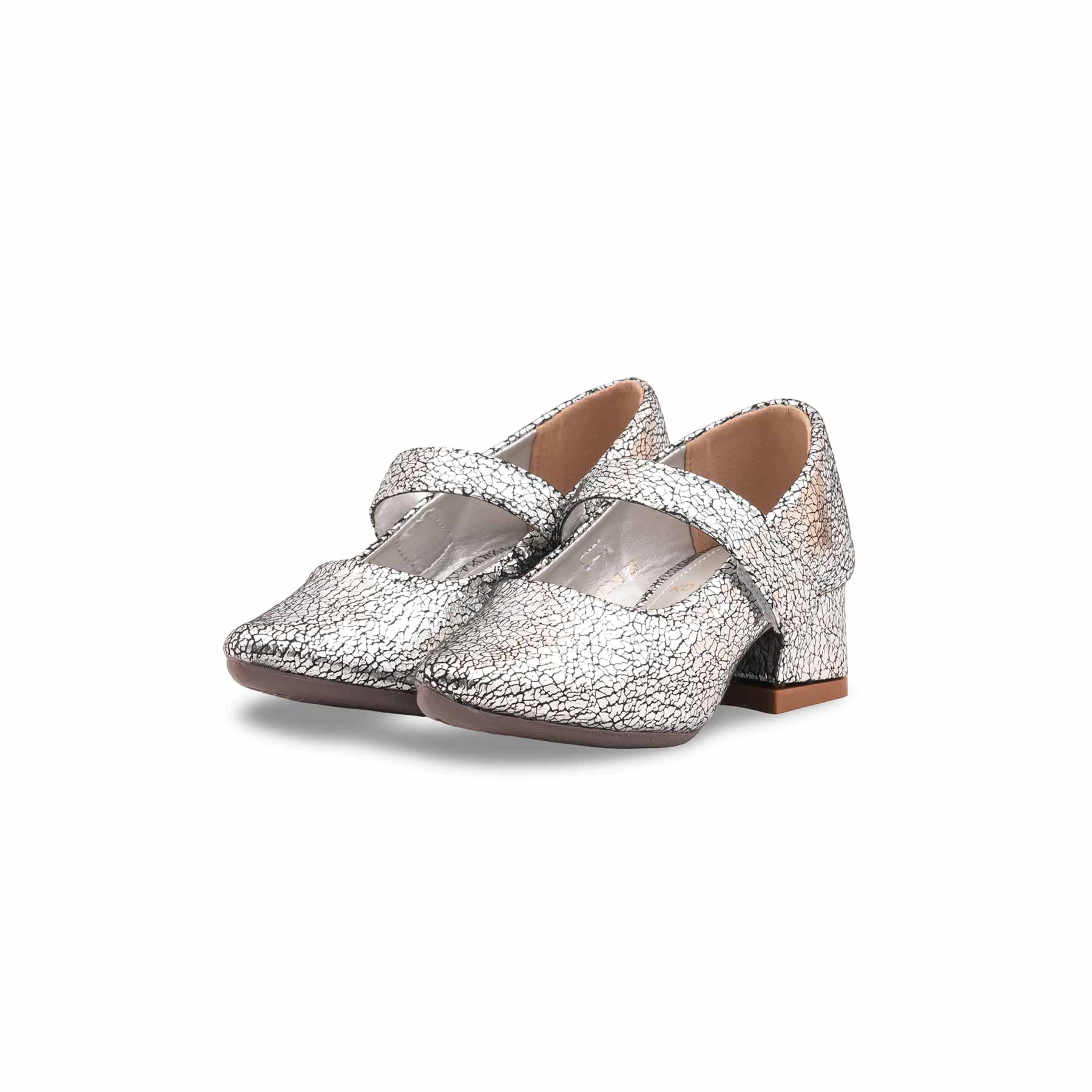 Girls Silver Fancy Pumps KD2610 - Image 3