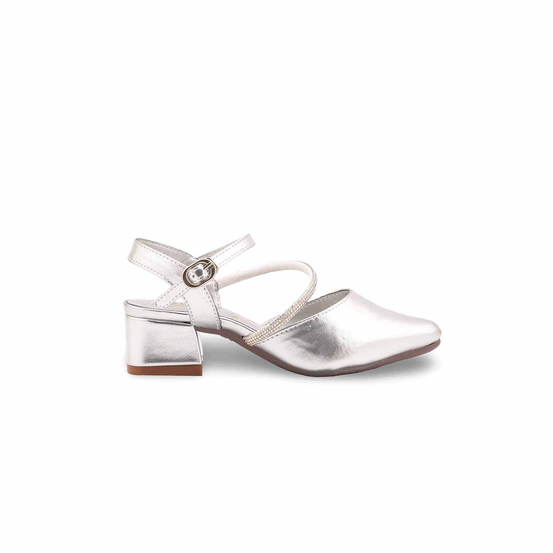 Girls Silver Fancy Pumps KD2624 - Image 2
