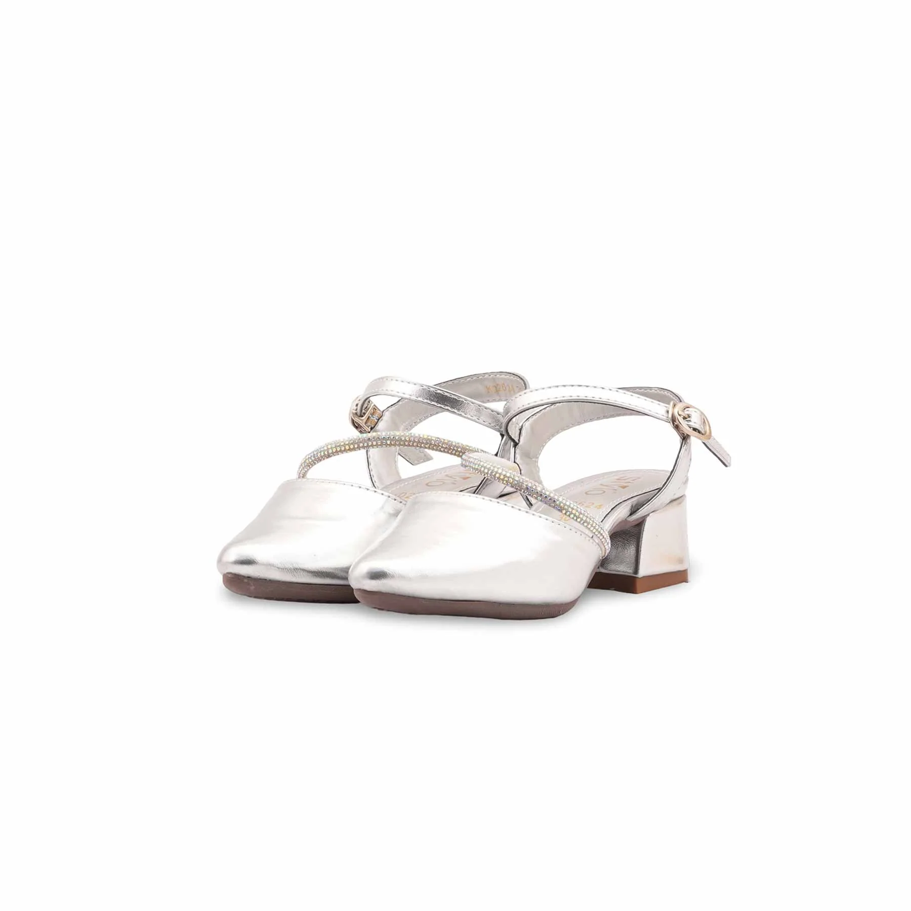 Girls Silver Fancy Pumps KD2624 - Image 3