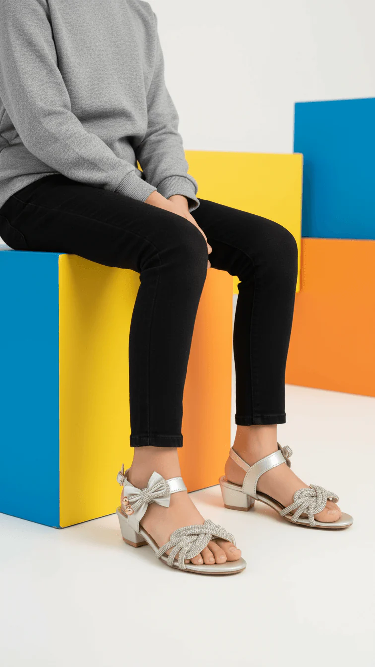 Girls Silver Fancy Sandal KD5713
