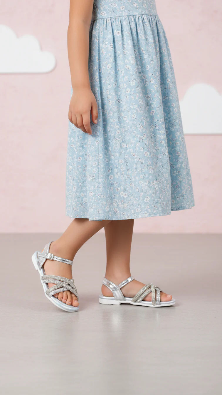 Girls Silver Fancy Sandal KD5846