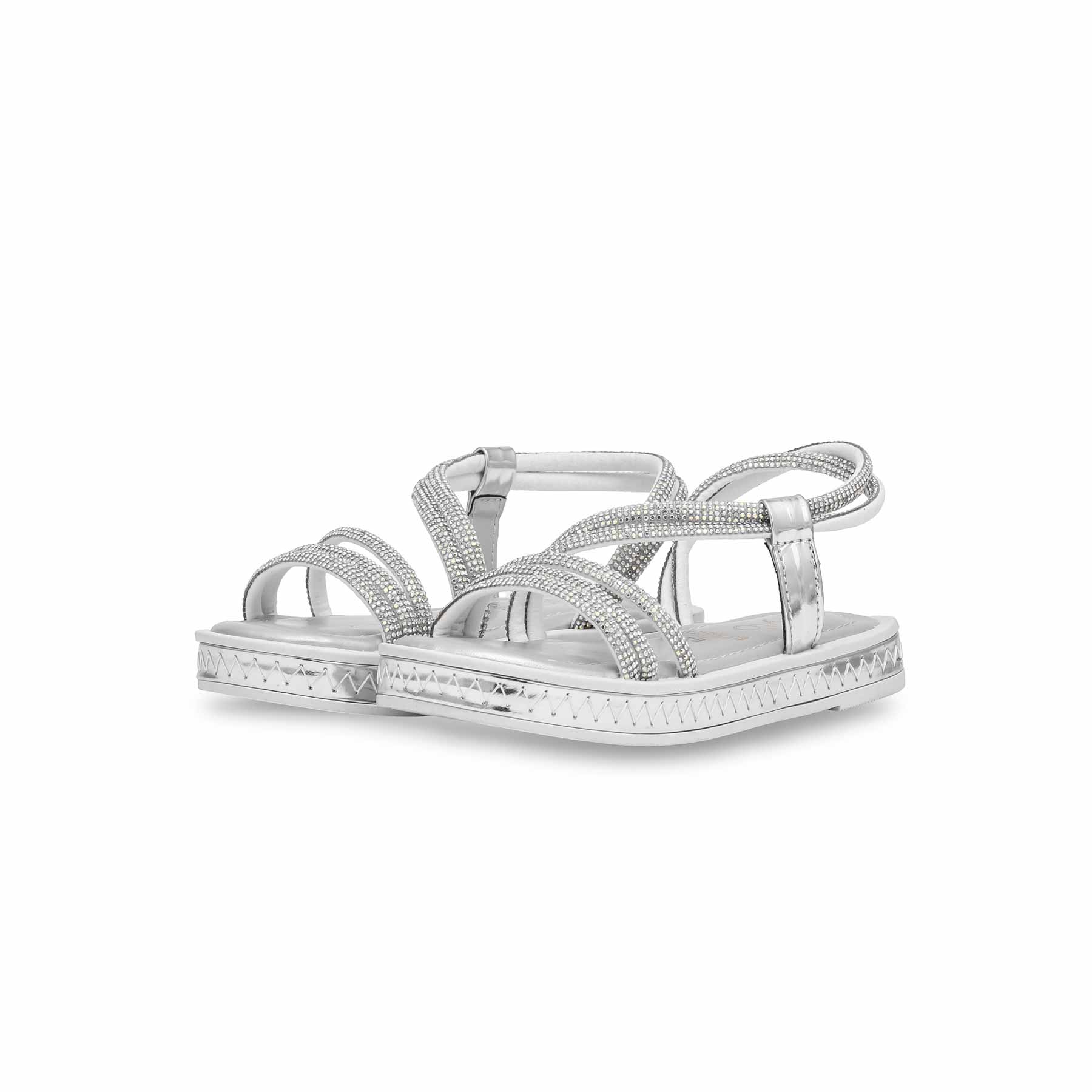 Girls Silver Fancy Sandal KD9838 - Image 3