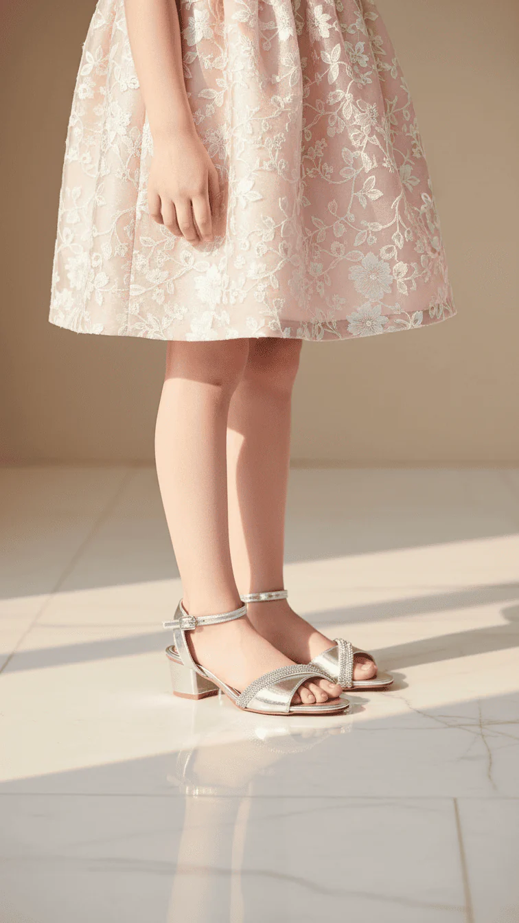 Girls Silver Fancy Sandal KD9859