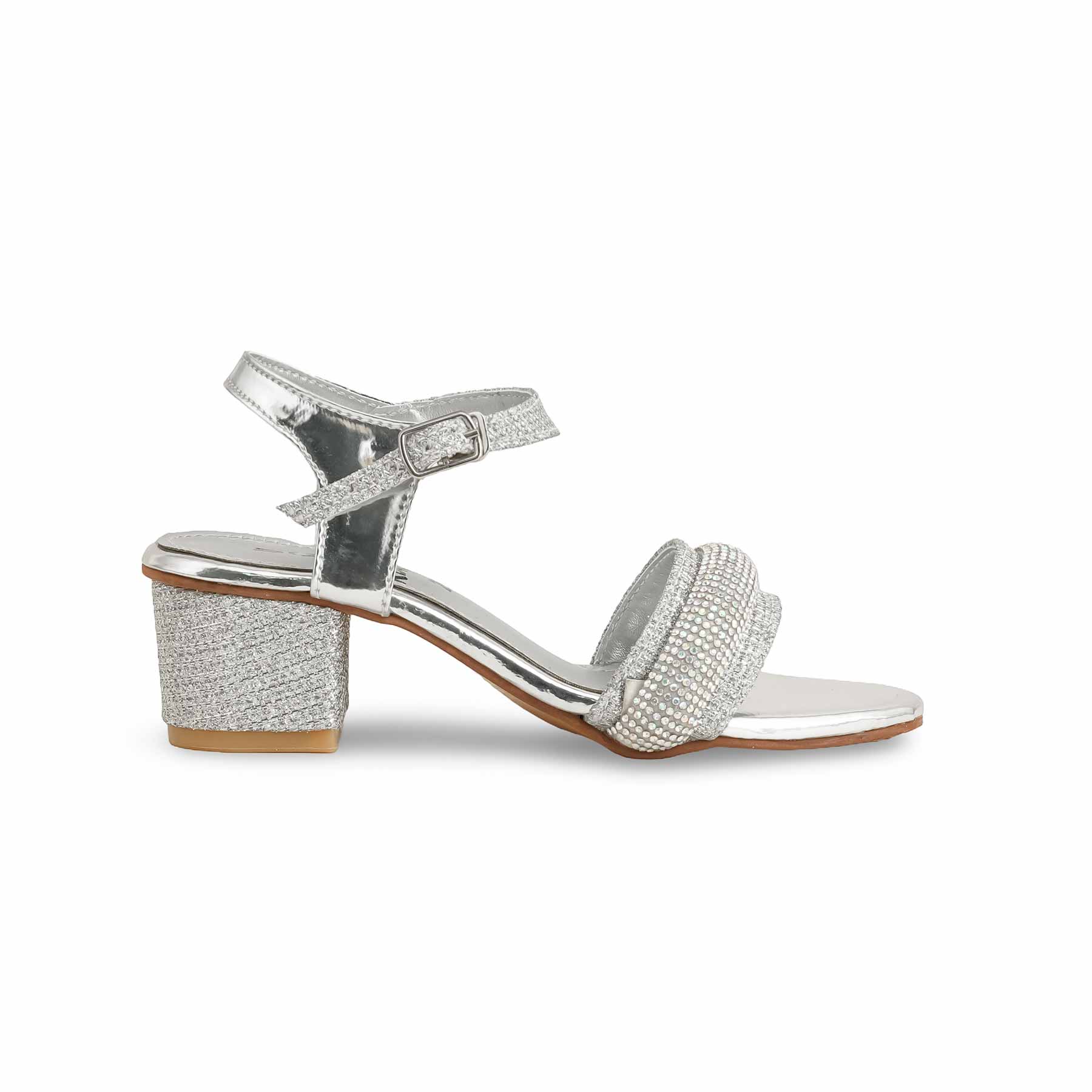 Girls Silver Fancy Sandal KD9860 - Image 2
