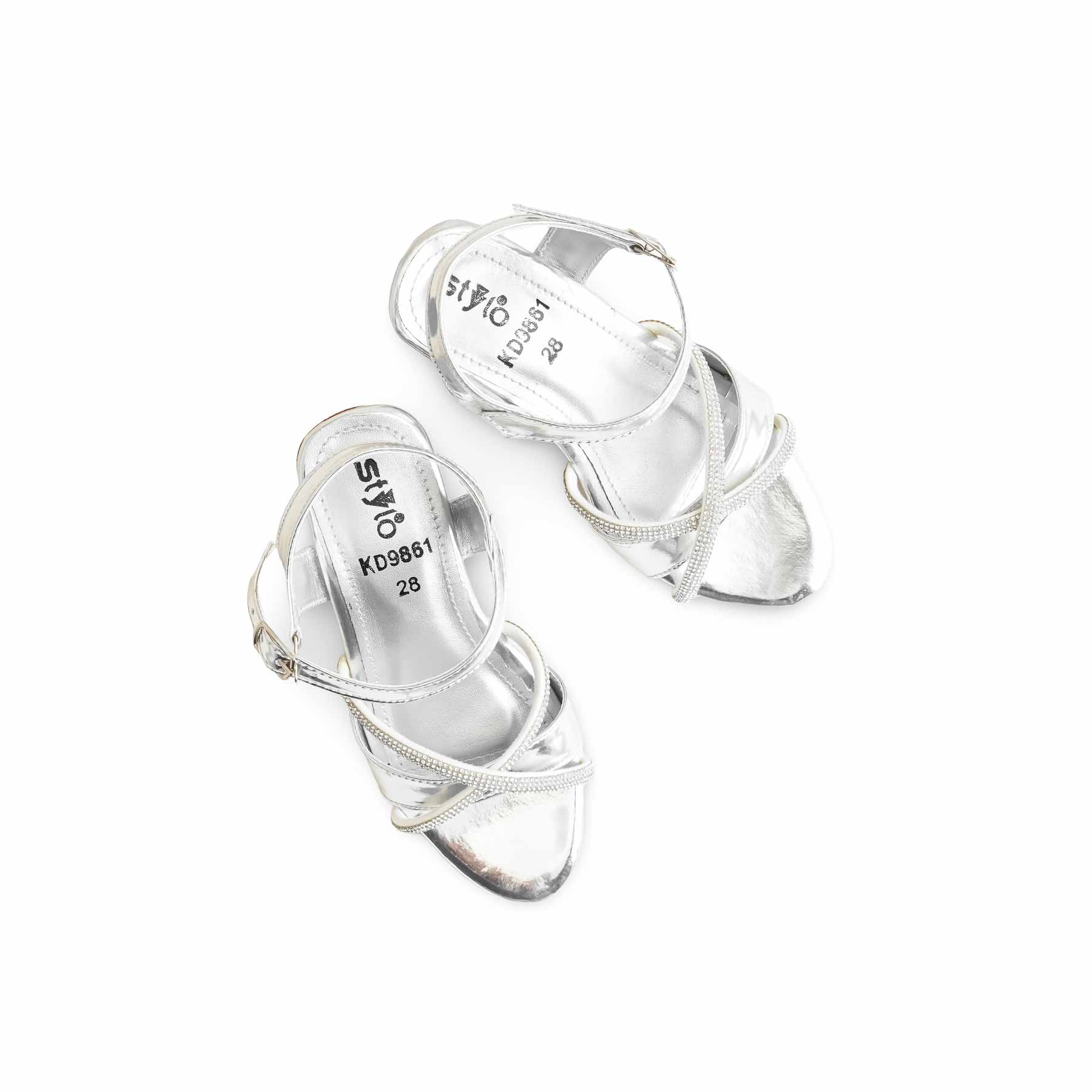 Girls Silver Fancy Sandal KD9861 - Image 5