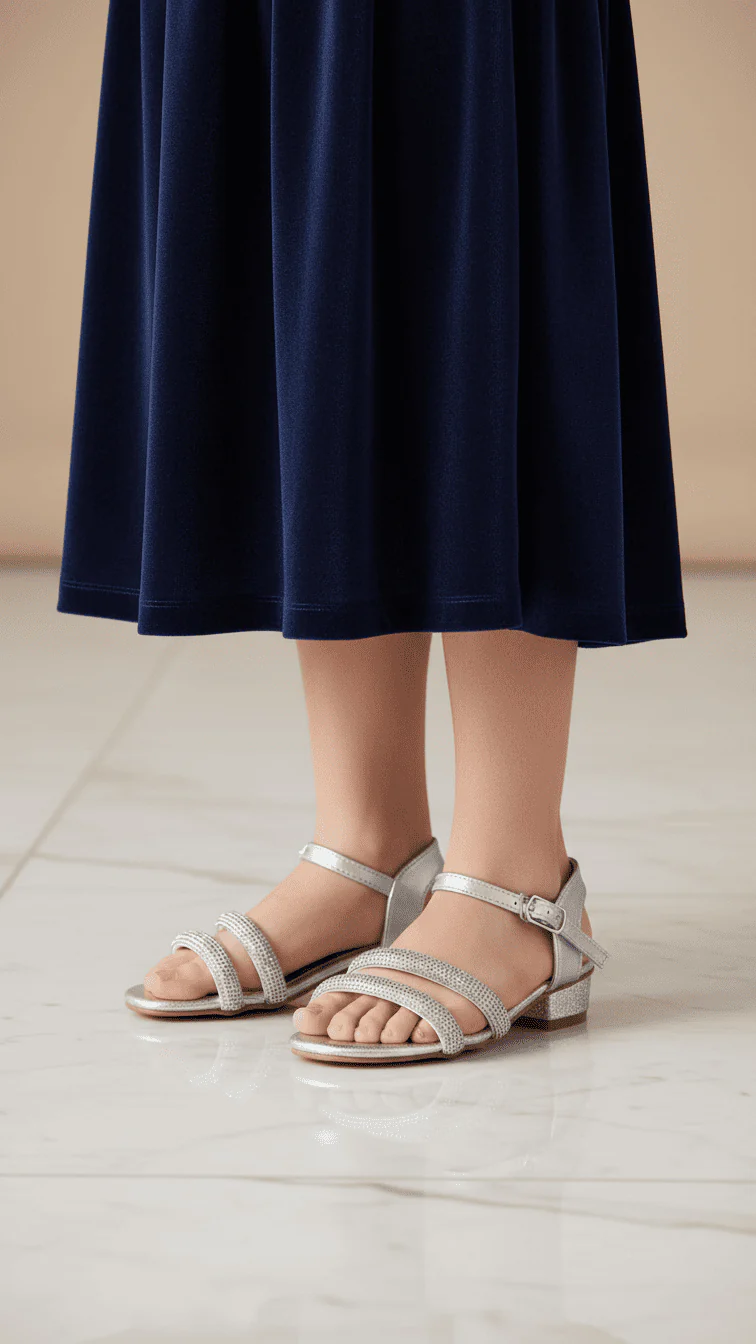 Girls Silver Fancy Sandal KD9922