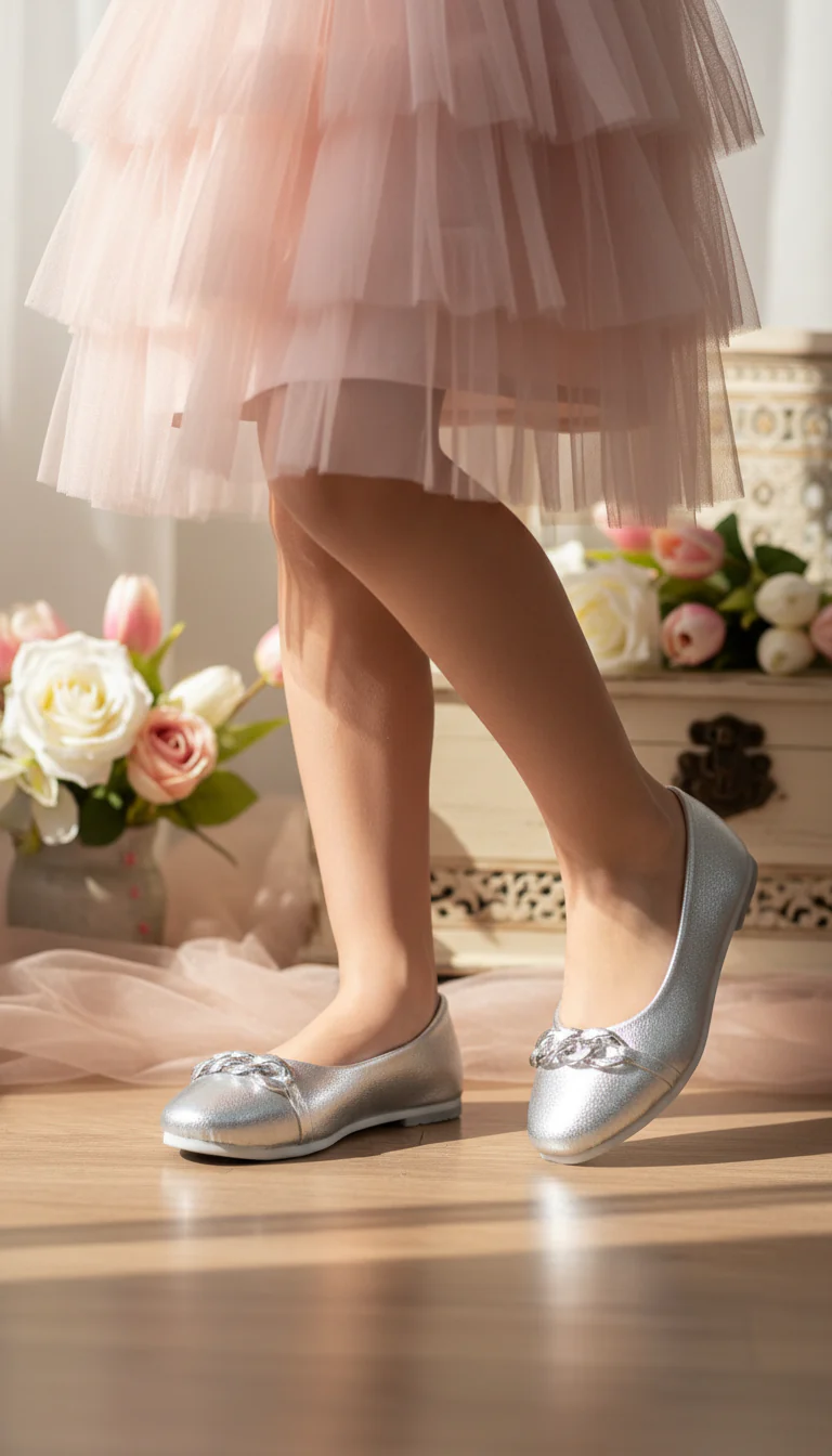 Girls Silver Formal Pumps KD2262