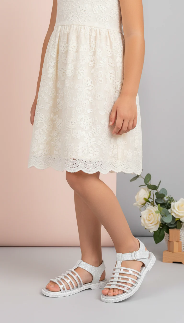 Girls Silver Formal Sandal KD5762
