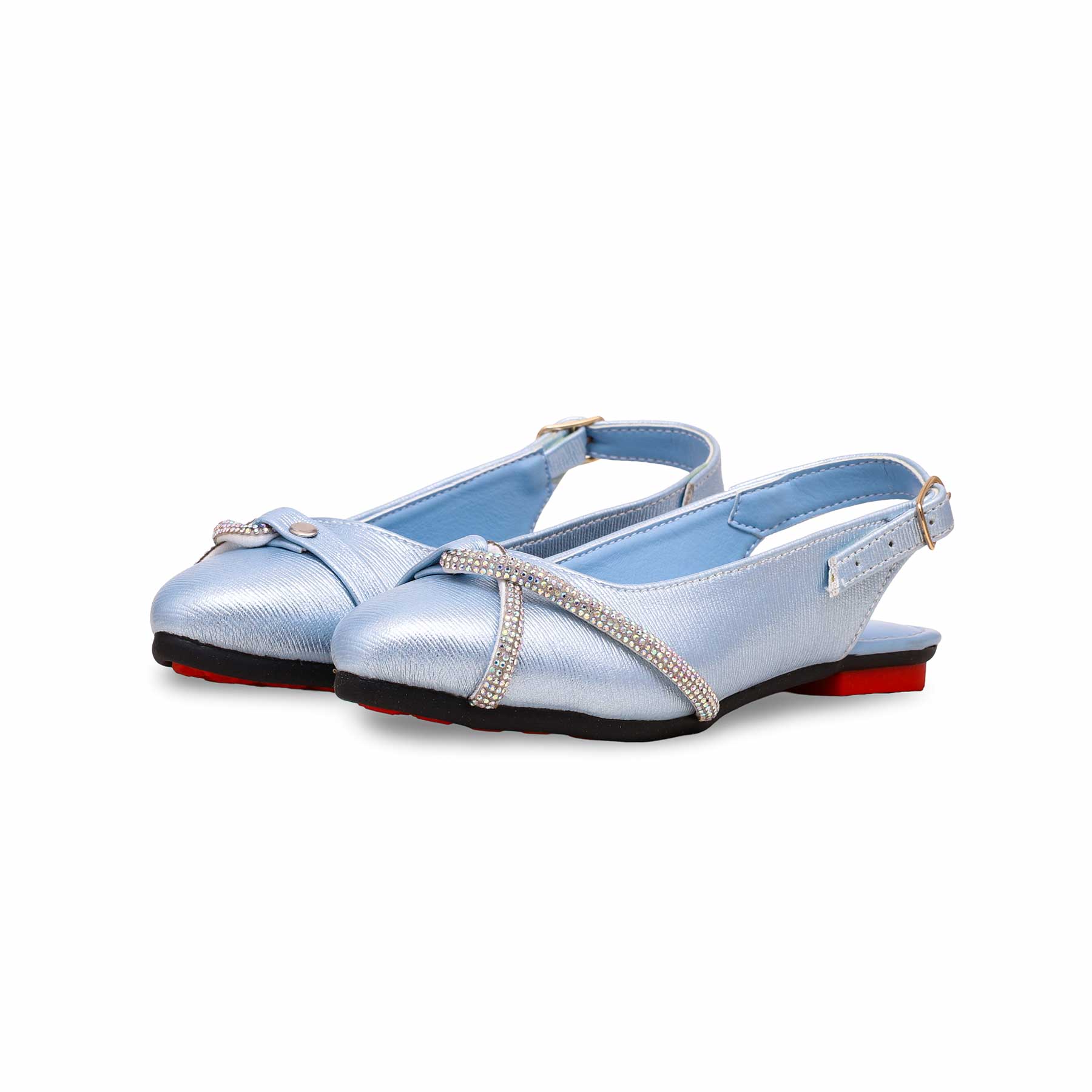 Girls Sky Blue Fancy Pumps KD2340 - Image 3