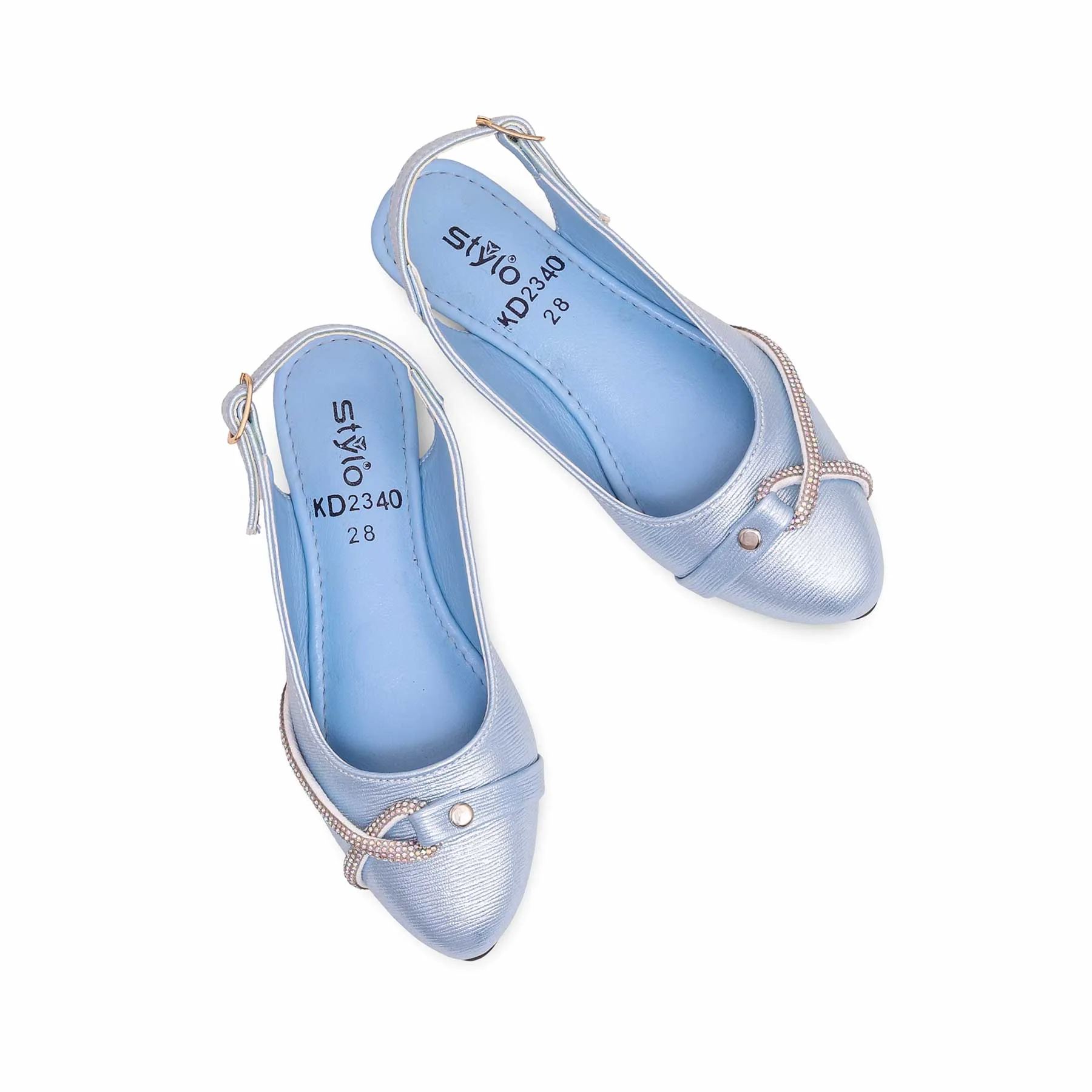 Girls Sky Blue Fancy Pumps KD2340 - Image 5