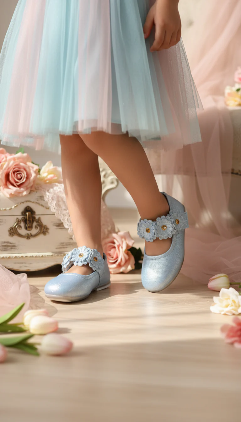 Girls Sky Blue Formal Pumps KD0894
