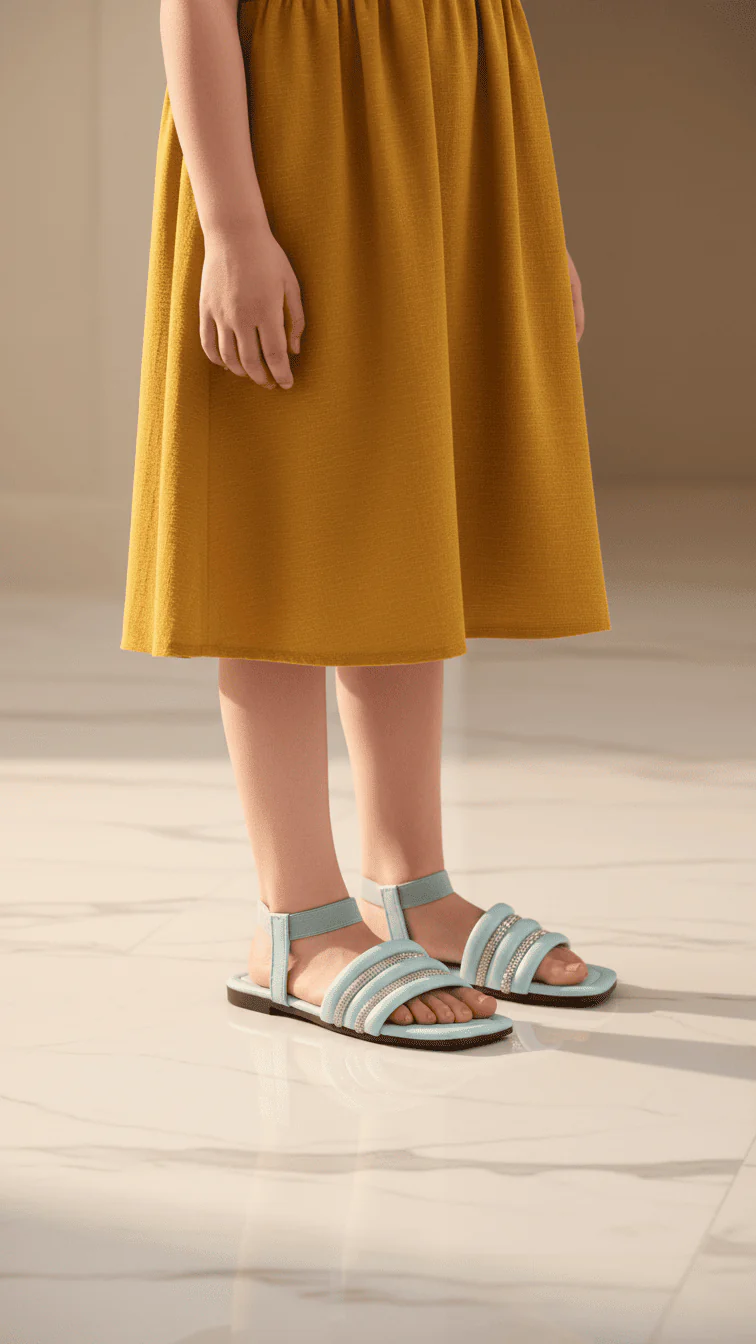 Girls Sky Blue Formal Sandal KD9847