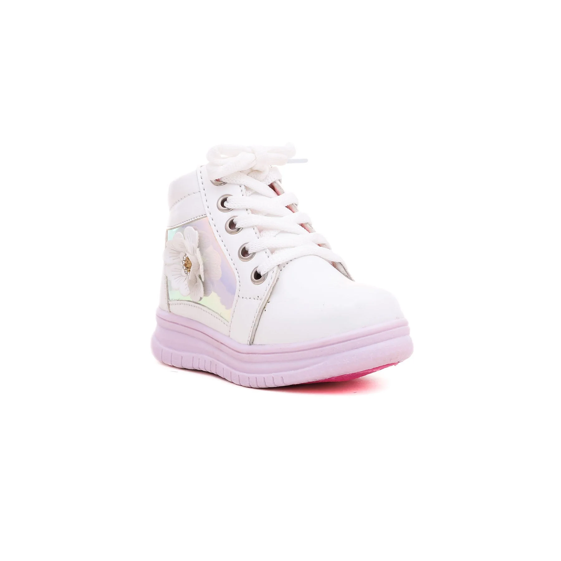 Girls White Casual Long Shoes KD8055 - Image 2