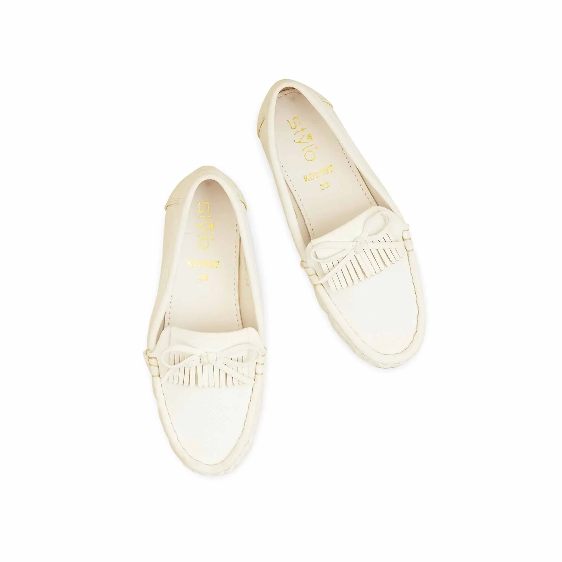Girls White Casual Moccasin KD2597 - Image 5