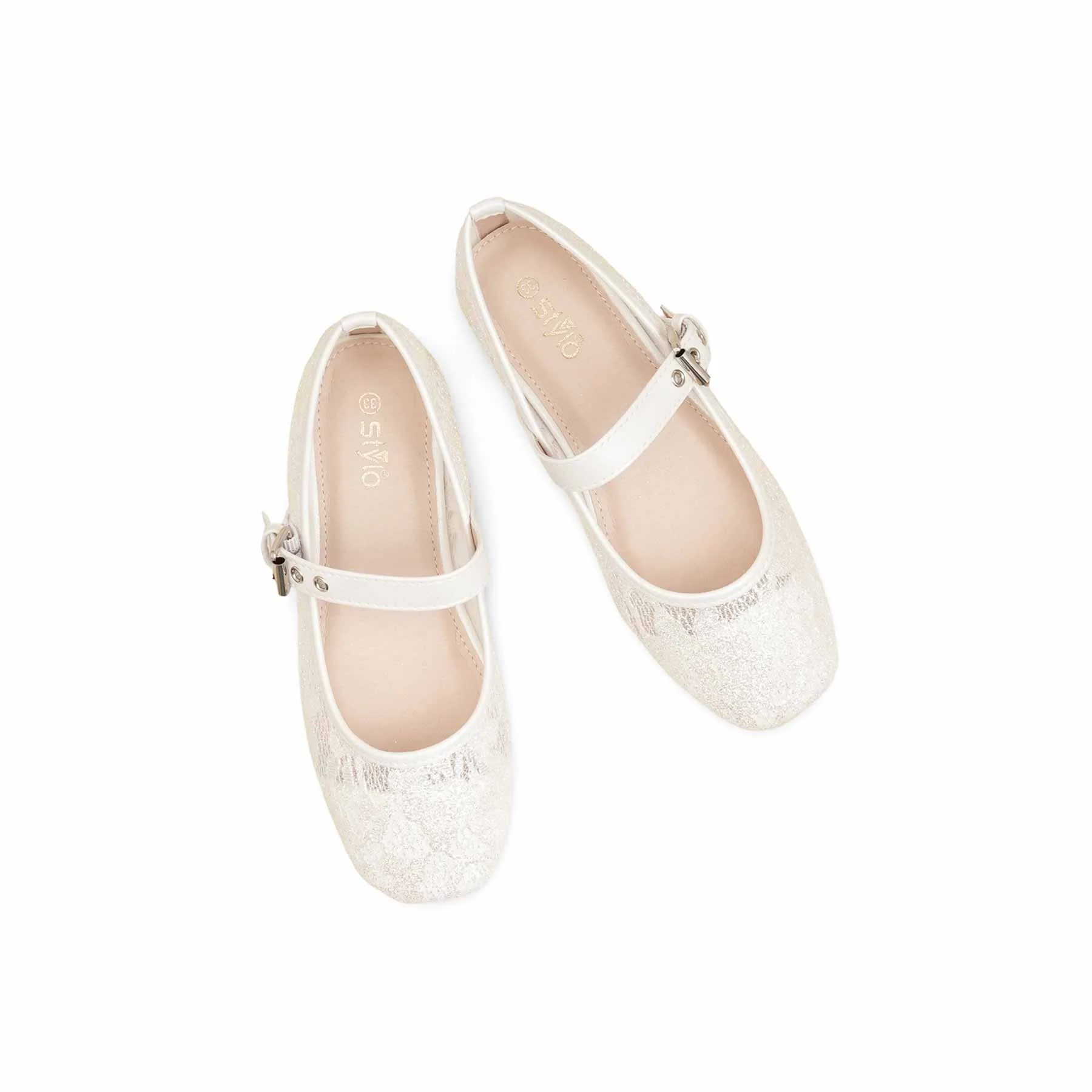 Girls White Casual Pumps KD2465 - Image 5