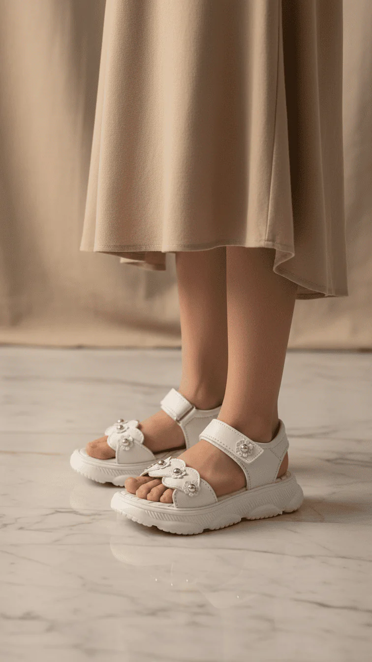 Girls White Casual Sandal KD5614