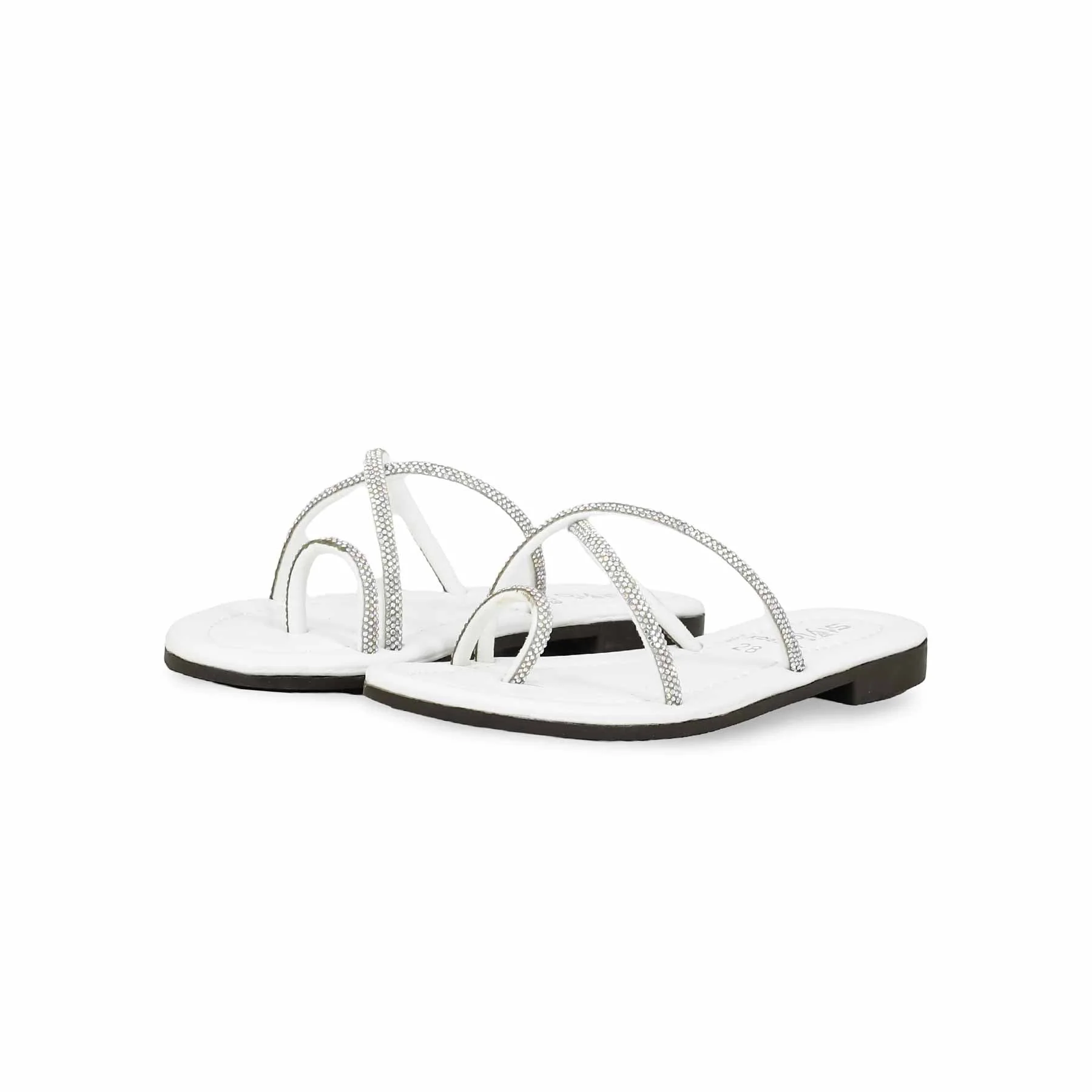 Girls White Casual Slipper KD5528 - Image 3