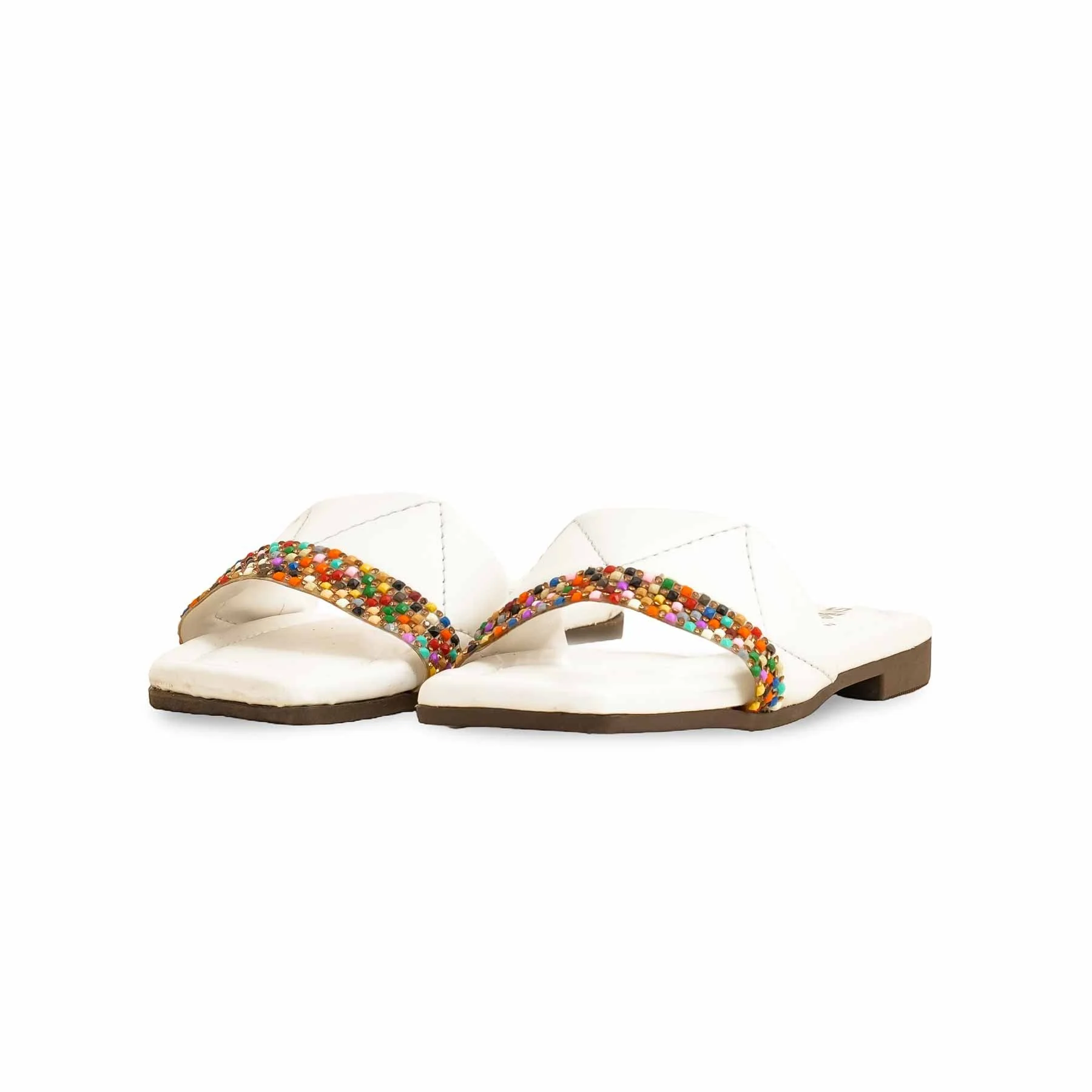 Girls White Casual Slipper KD5552 - Image 3