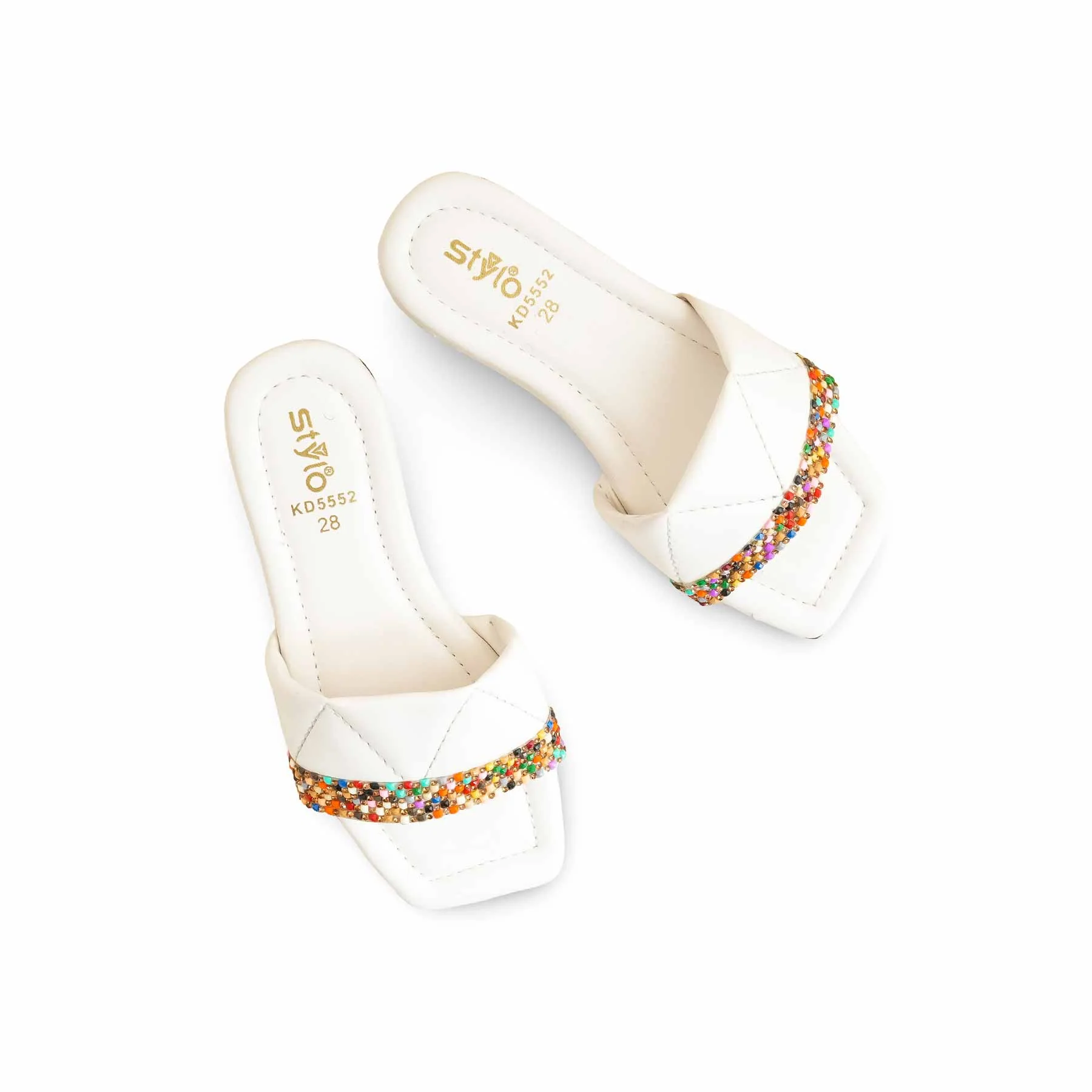 Girls White Casual Slipper KD5552 - Image 5