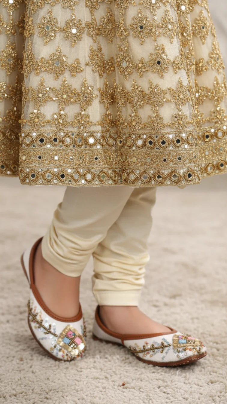 Girls White Fancy Khussa KD2246