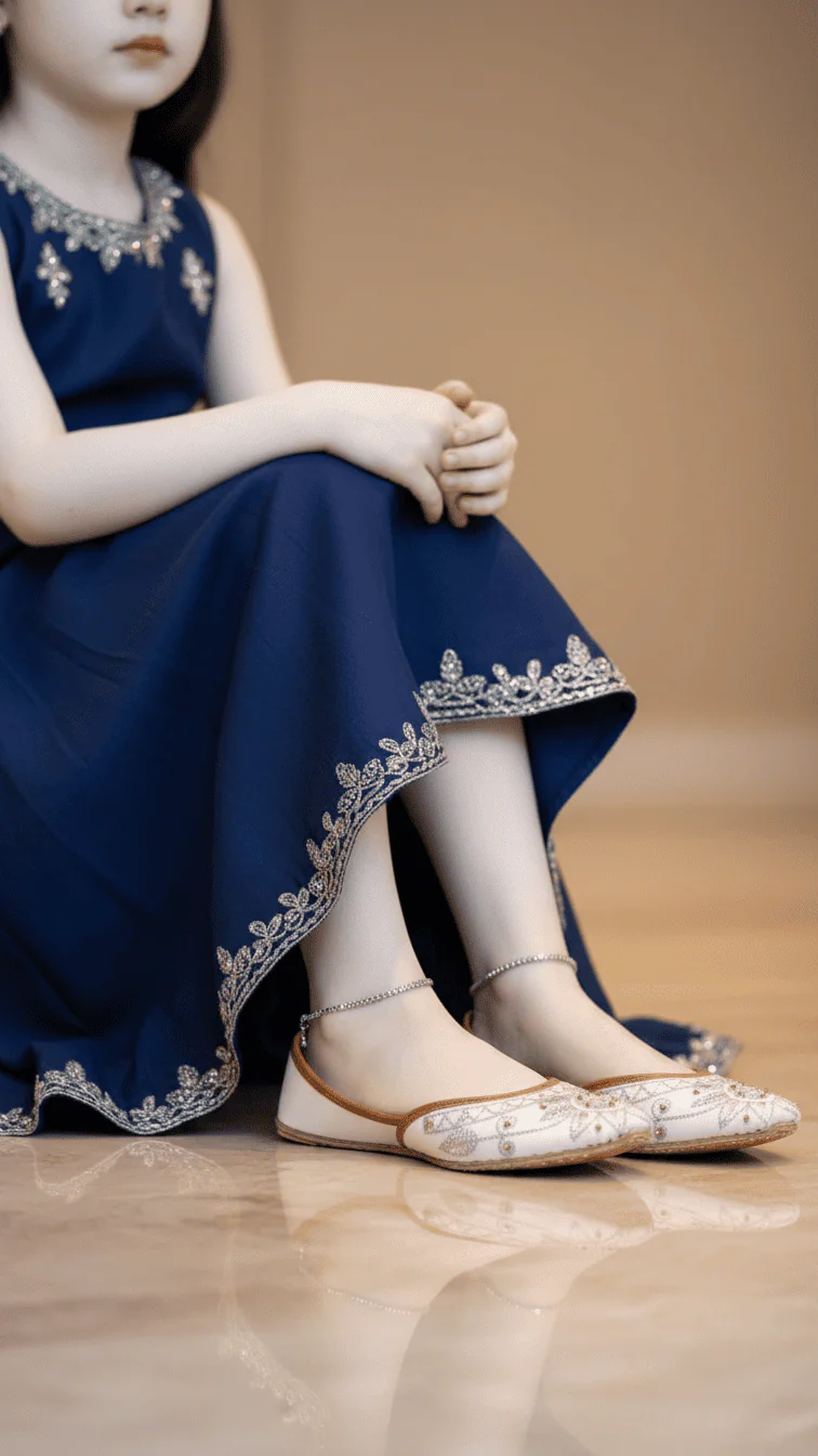 Girls White Fancy Khussa KD2452