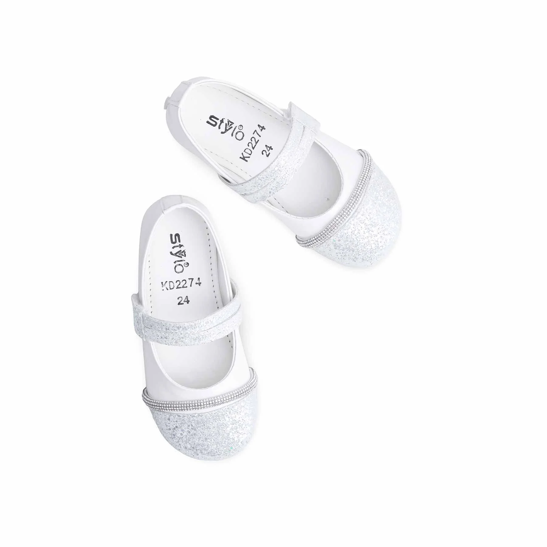 Girls White Fancy Pumps KD2274 - Image 5