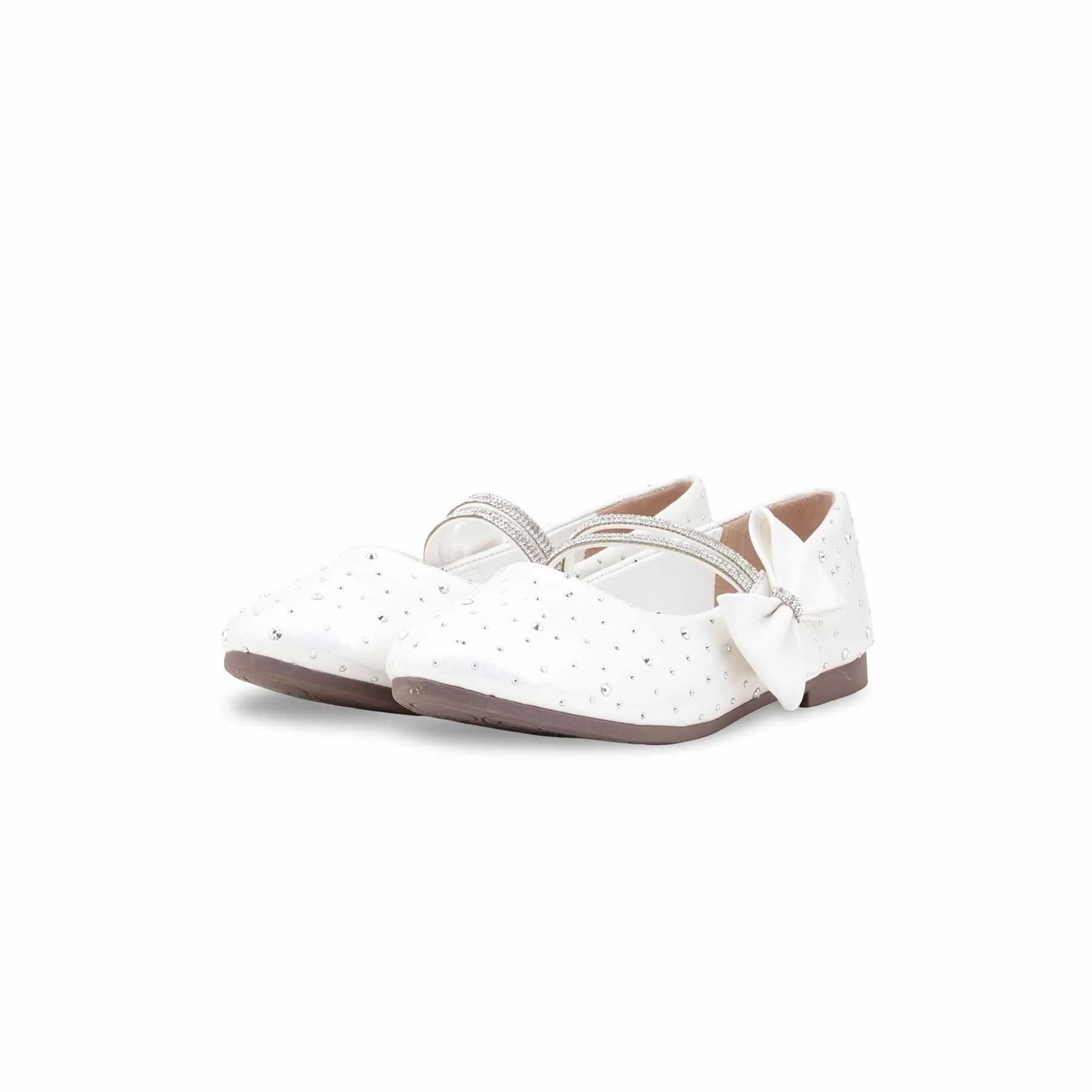 Girls White Fancy Pumps KD2622 - Image 3
