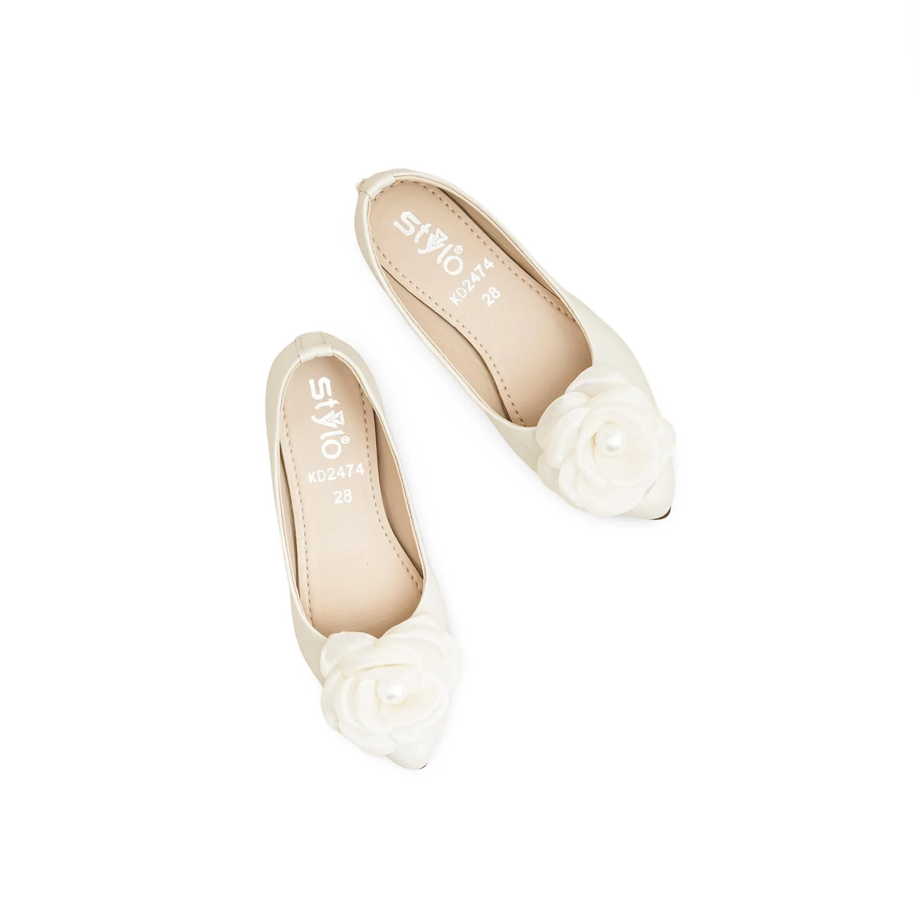 Girls White Formal Pumps KD2474 - Image 5