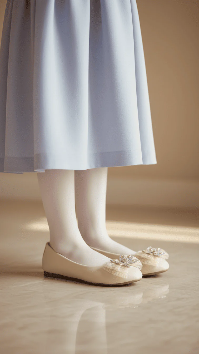 Girls White Formal Pumps KD2577