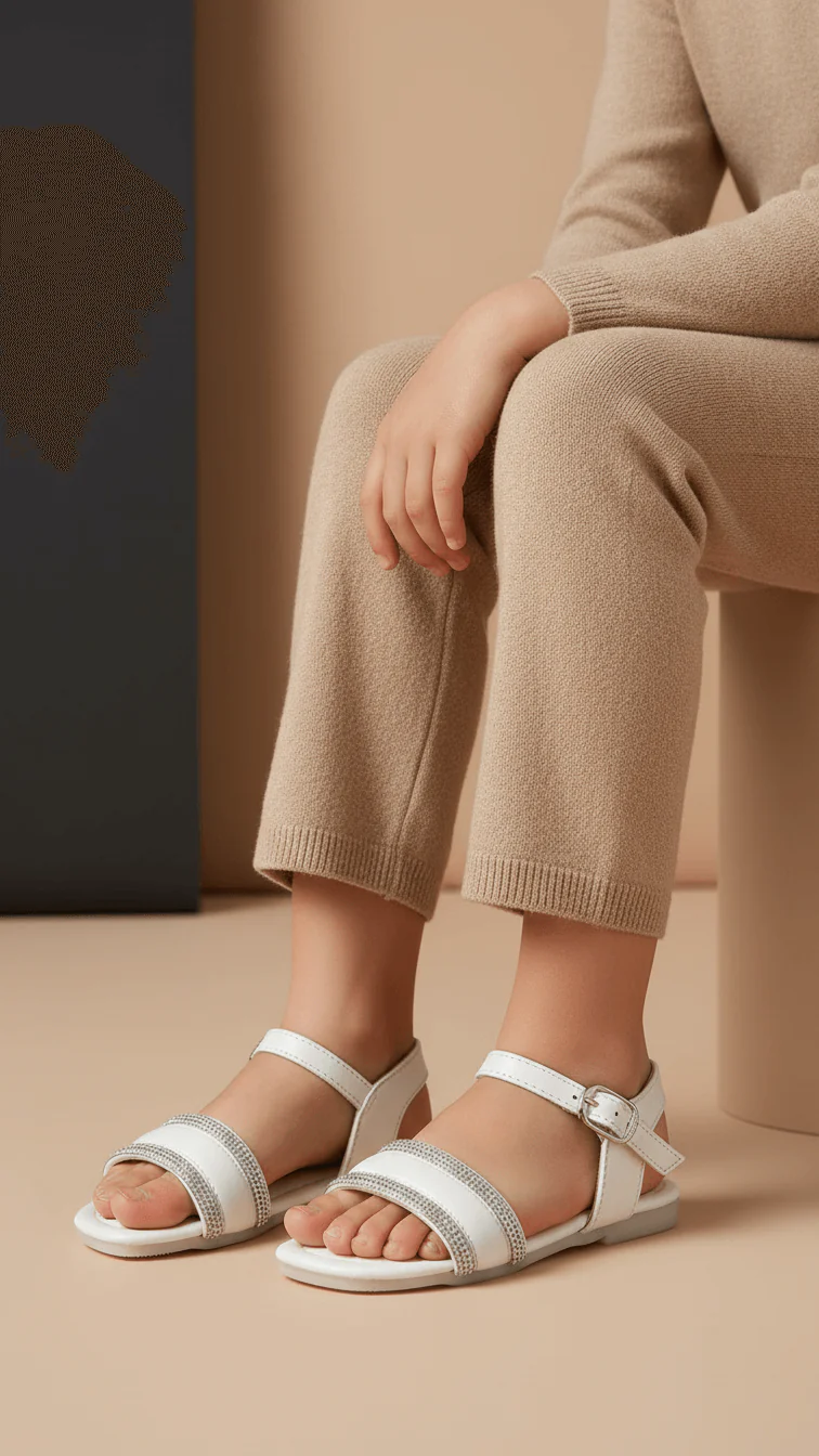 Girls White Formal Sandal KD9898