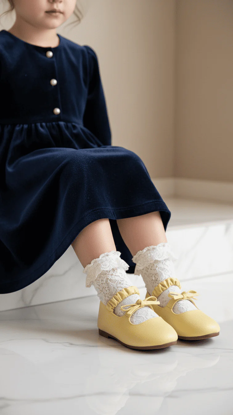 Girls Yellow Casual Pumps KD2641