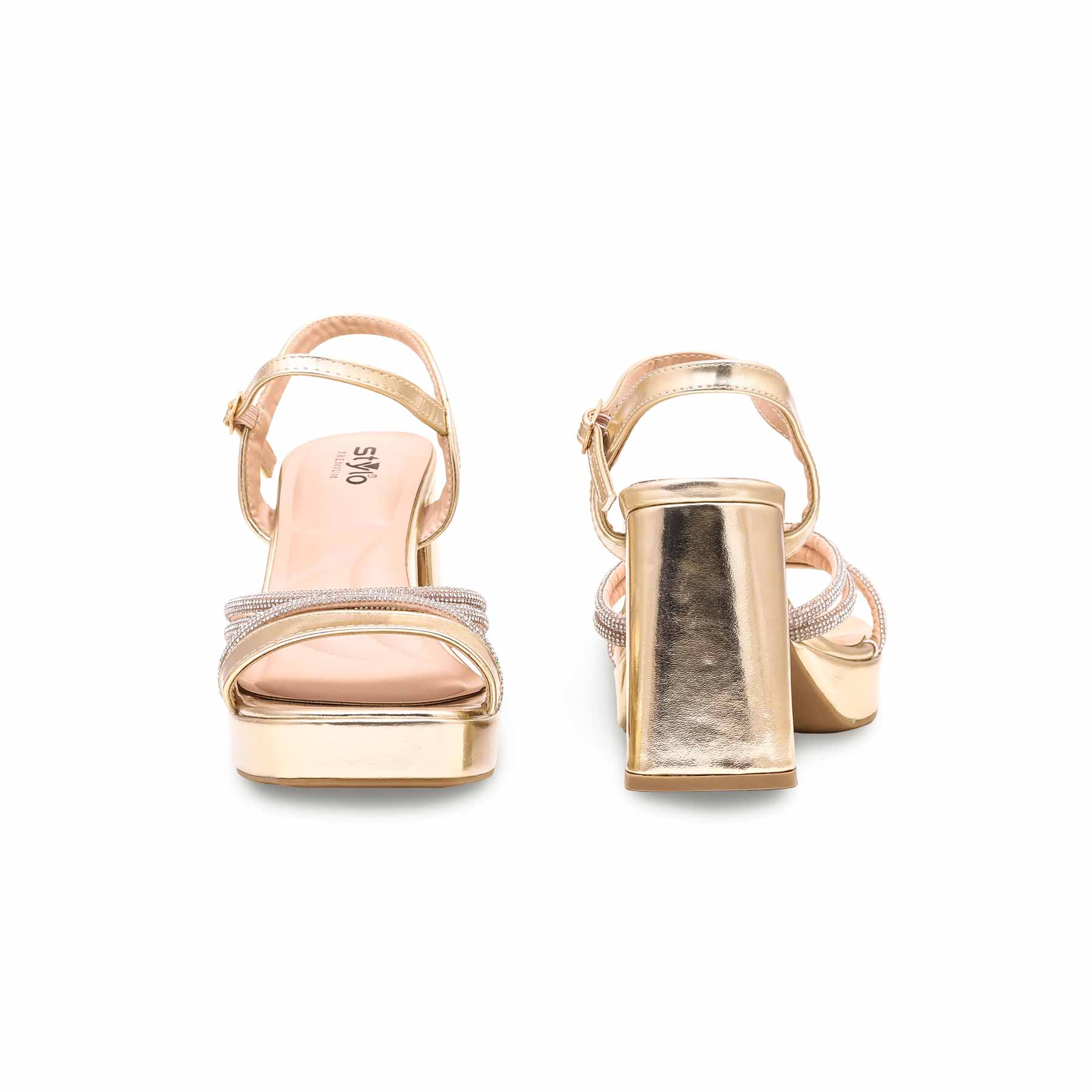 Golden Block Heel Bridal Sandal FN5945 - Image 3