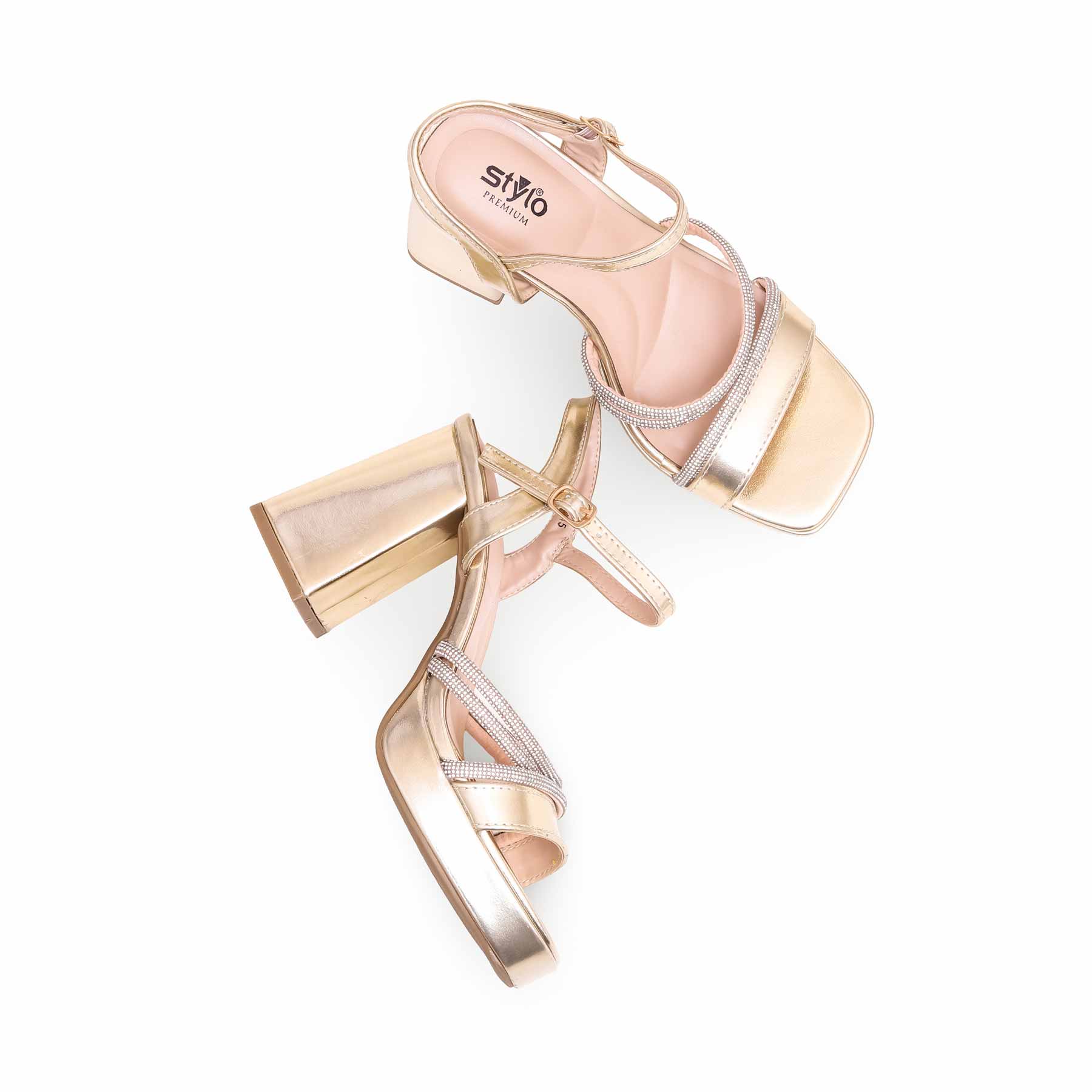Golden Block Heel Bridal Sandal FN5945 - Image 4