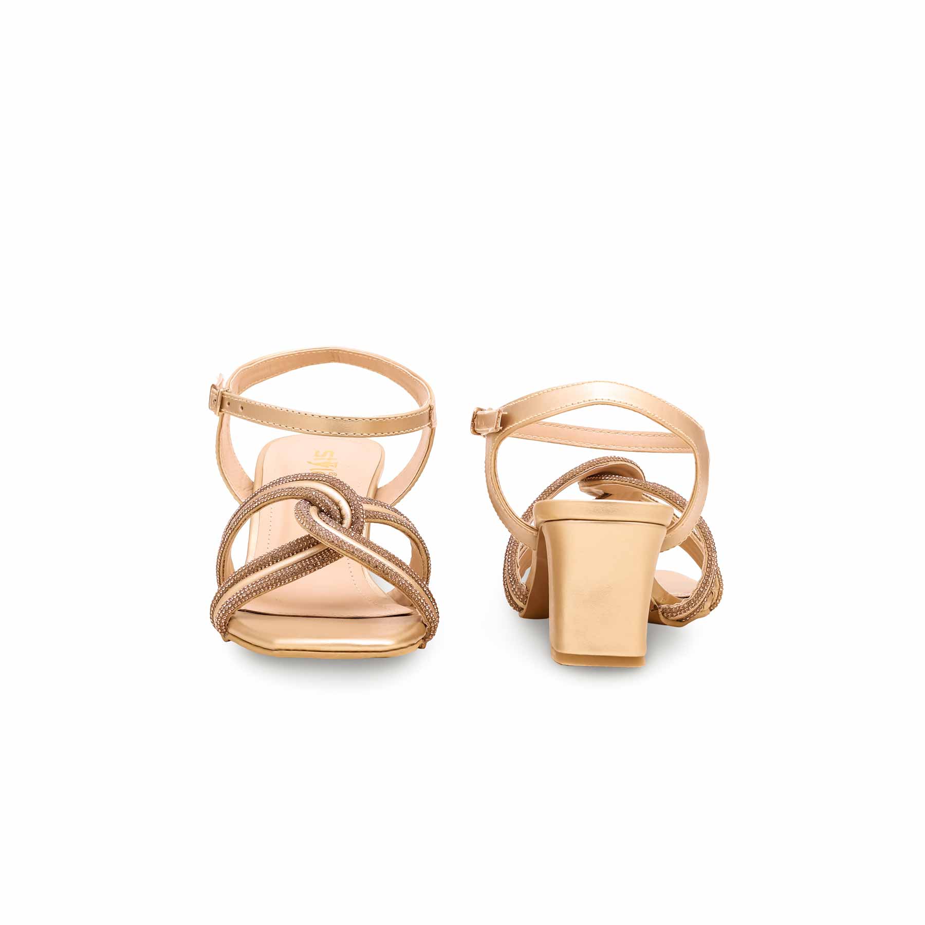 Golden Block Heel  Sandal FN5911 - Image 3