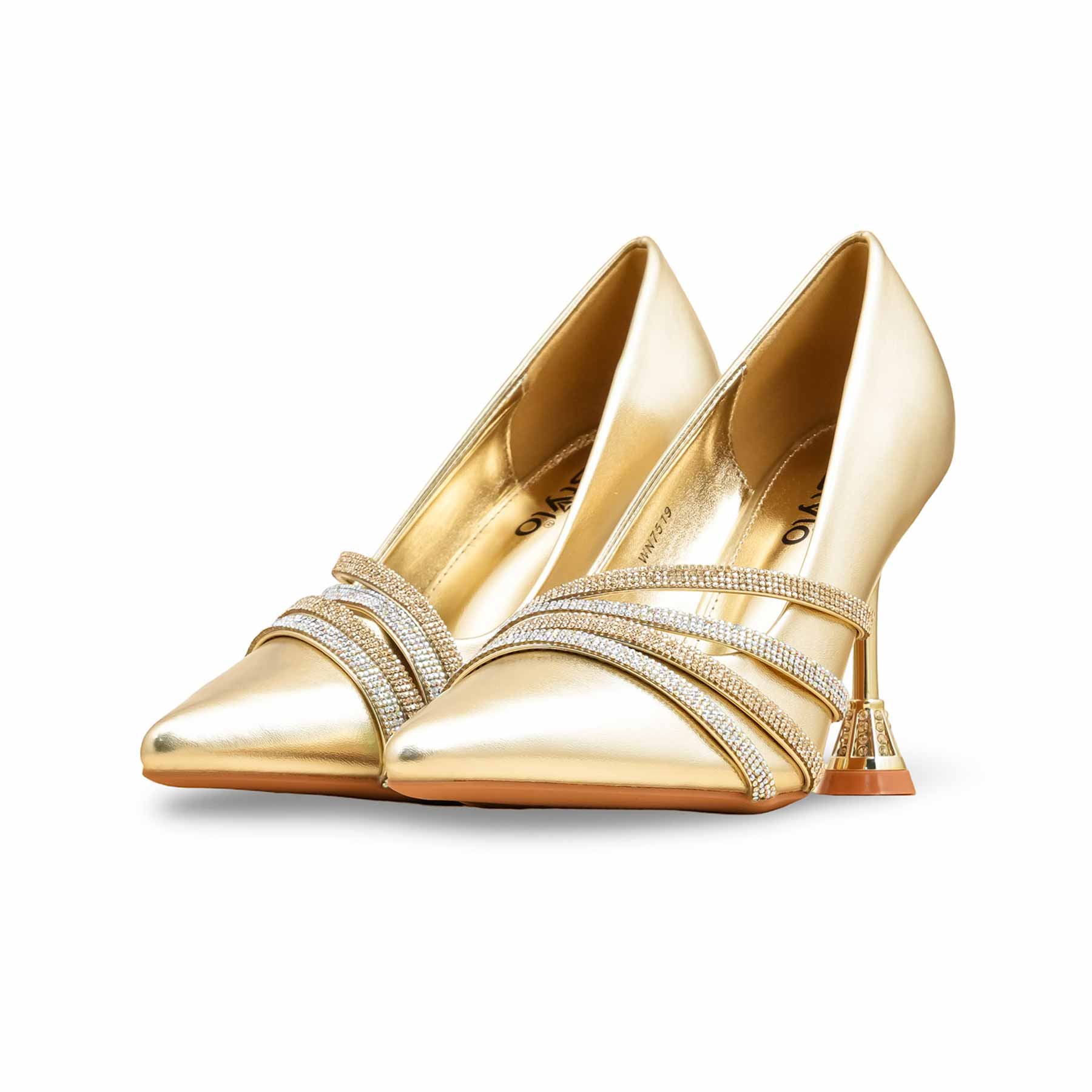 Golden Fancy Bridal Court Shoes WN7519 - Image 3