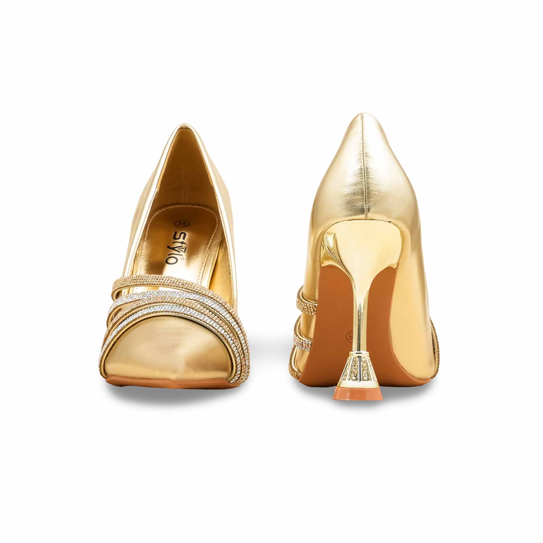Golden Fancy Bridal Court Shoes WN7519 - Image 4