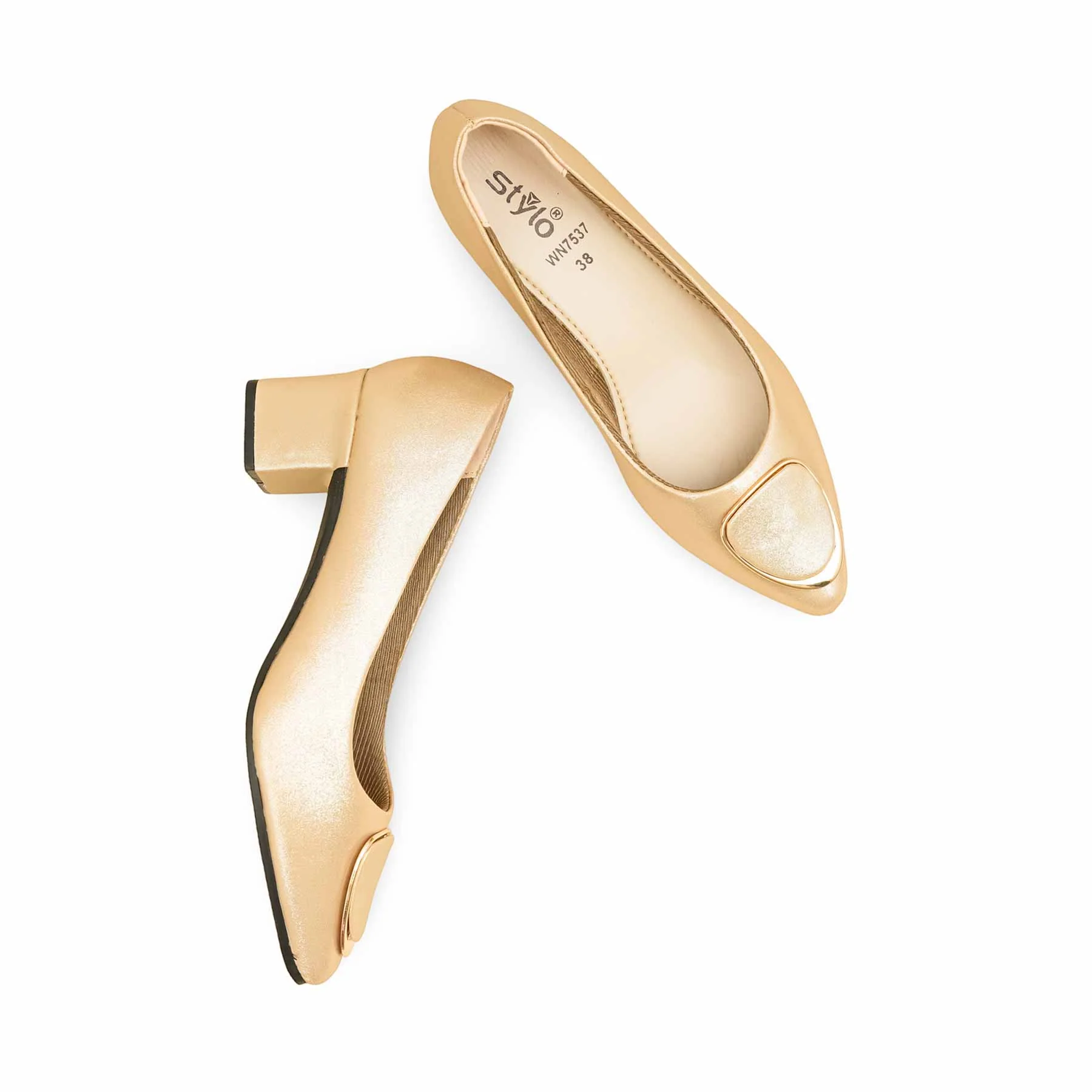 Golden Court Shoes For Ladies WN7537 - Image 5