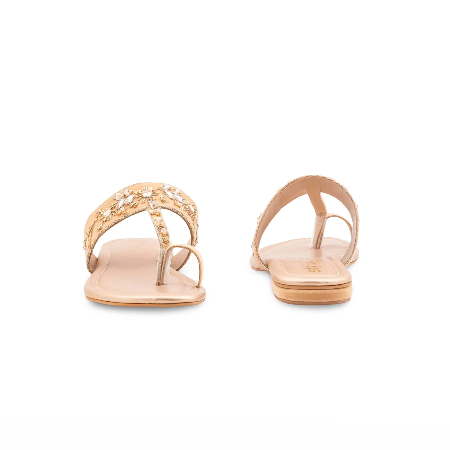 Golden Ethnic Chappal For Women EC0254 - Image 4