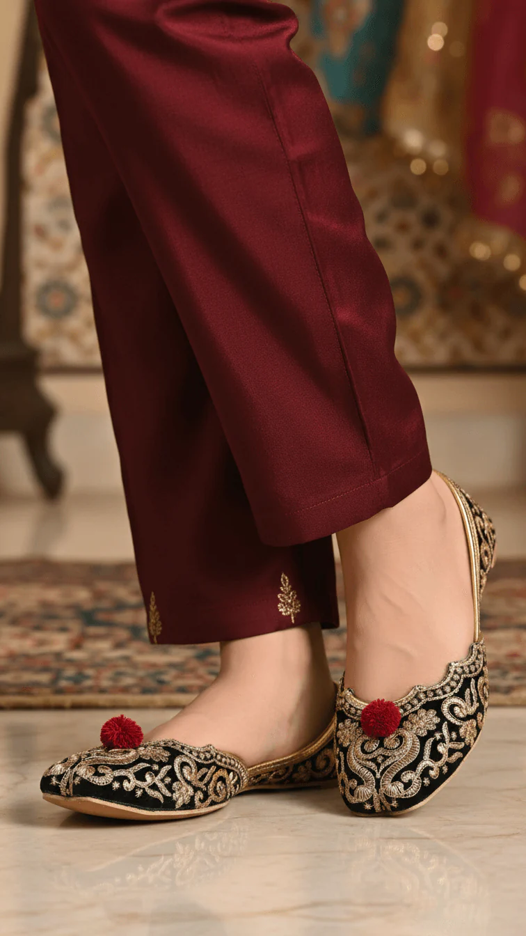 Golden Ethnic Khussa For Ladies EC8622