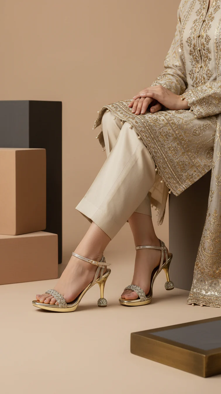 Golden Fancy Bridal Sandal FN5782