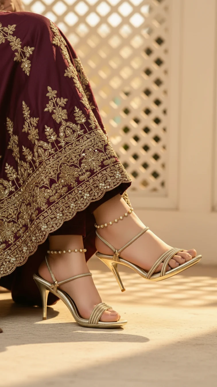 Golden Fancy Bridal Sandal FN6225