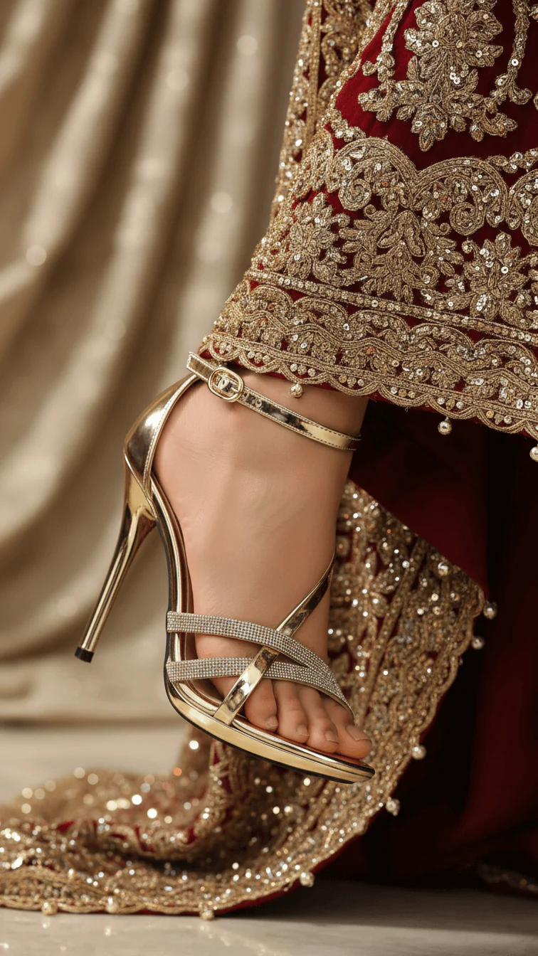 Golden Fancy Bridal Sandal FN5704 - Image 2